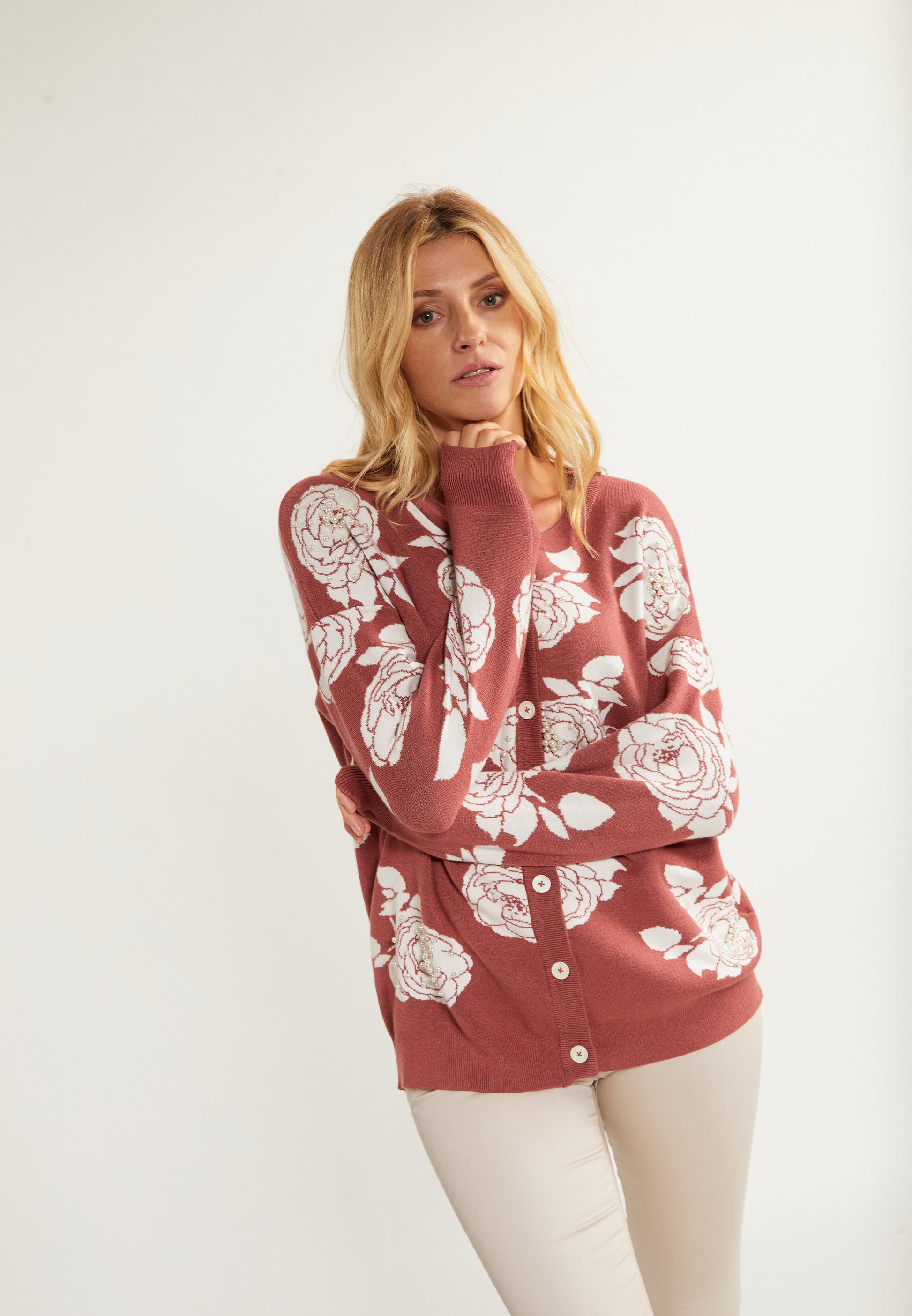 Albee Women's Cardigan With Pearls