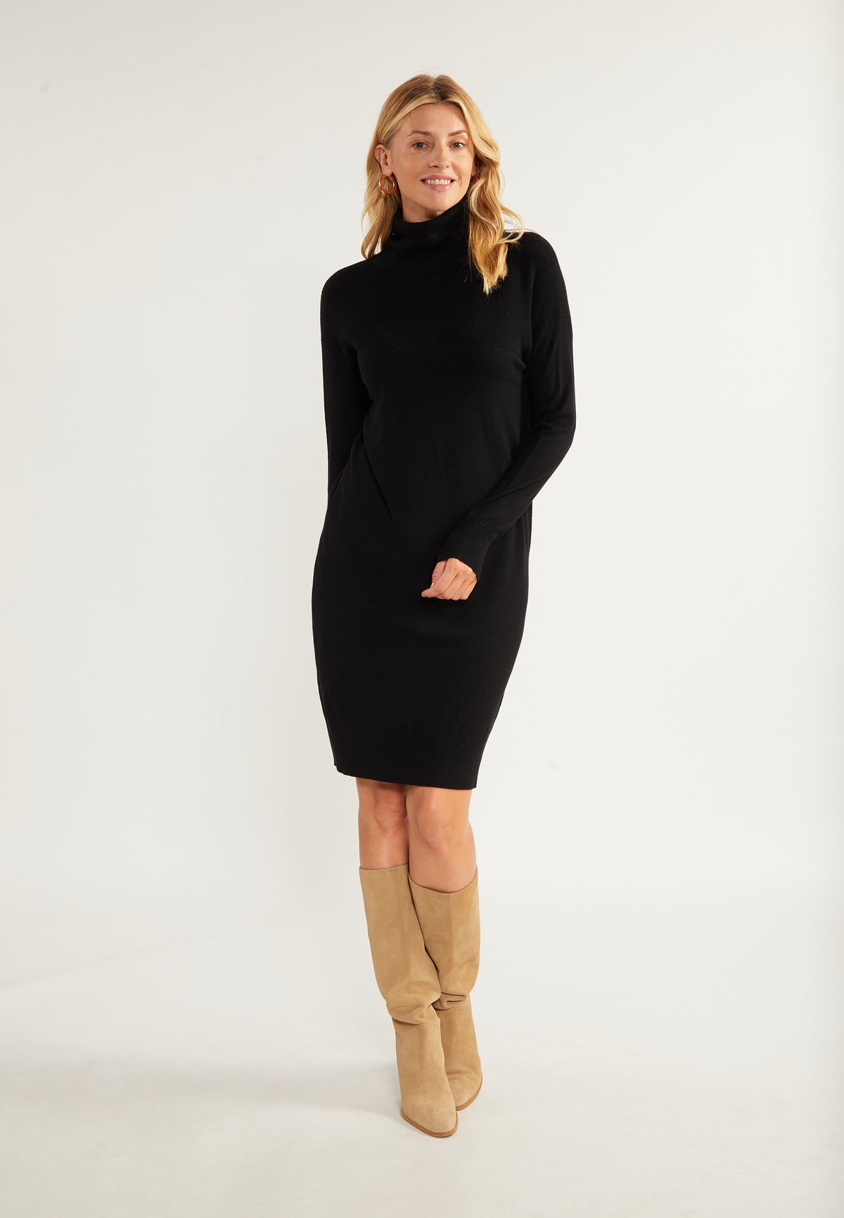 Wais Women's Knit Long Sleeve Midi Dress