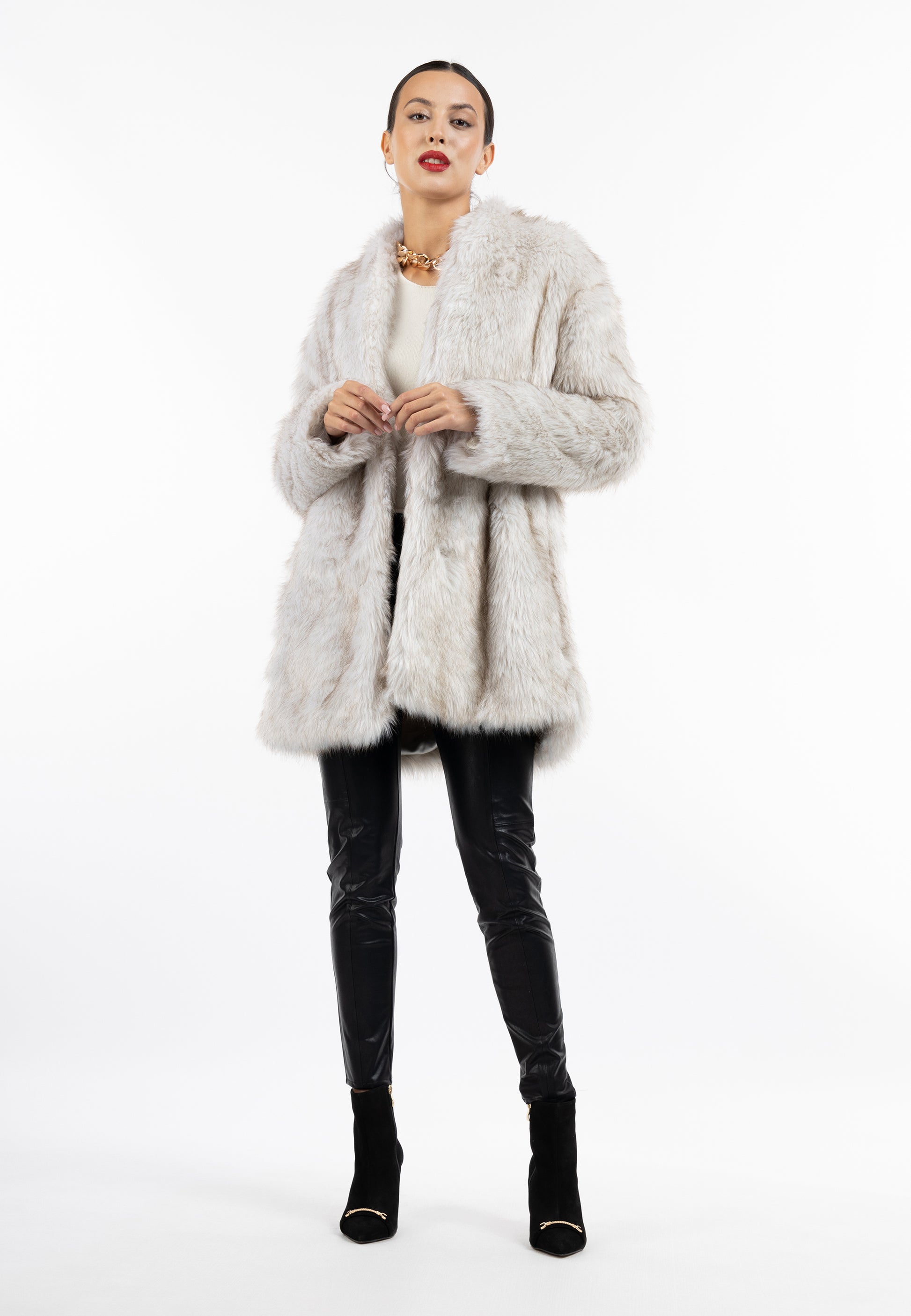 faina Faux Fur Mantel