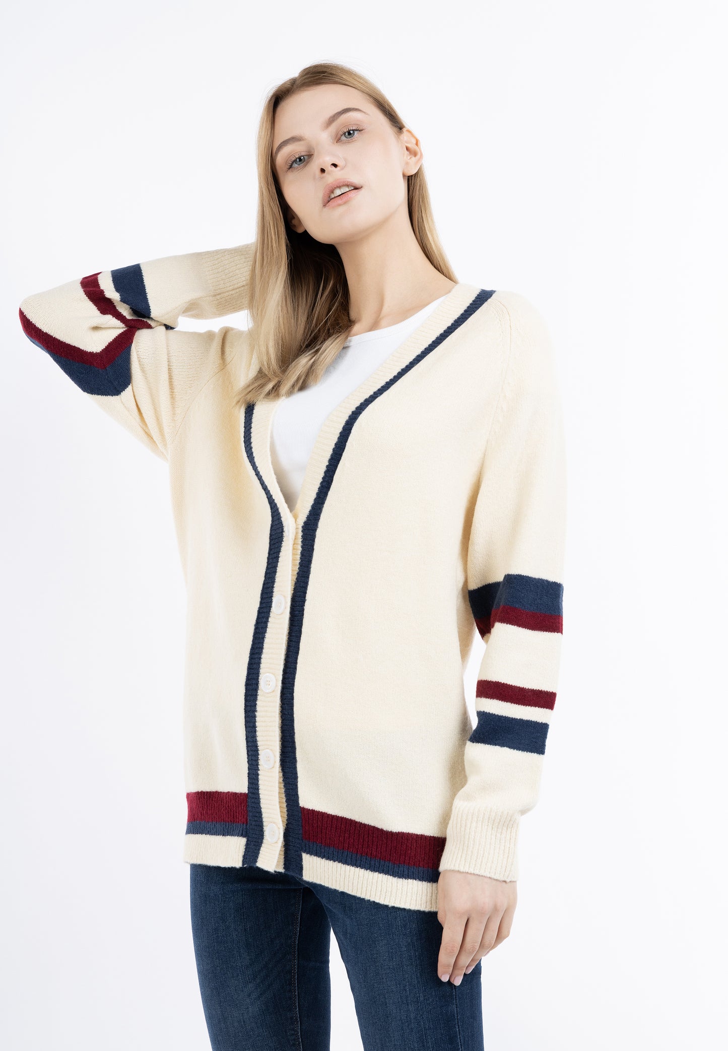DreiMaster Maritim Damen Strickjacke mit Knopf