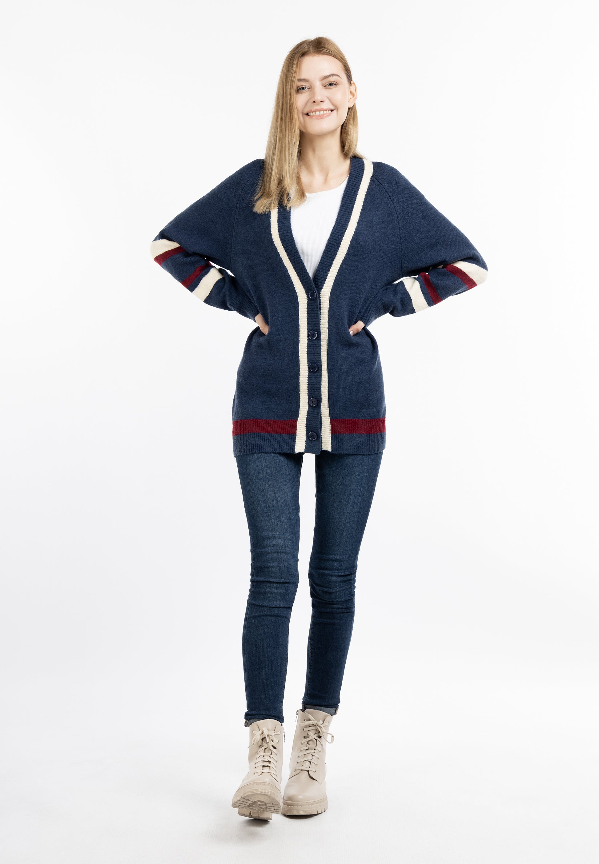 DreiMaster Maritim Damen Strickjacke mit Knopf