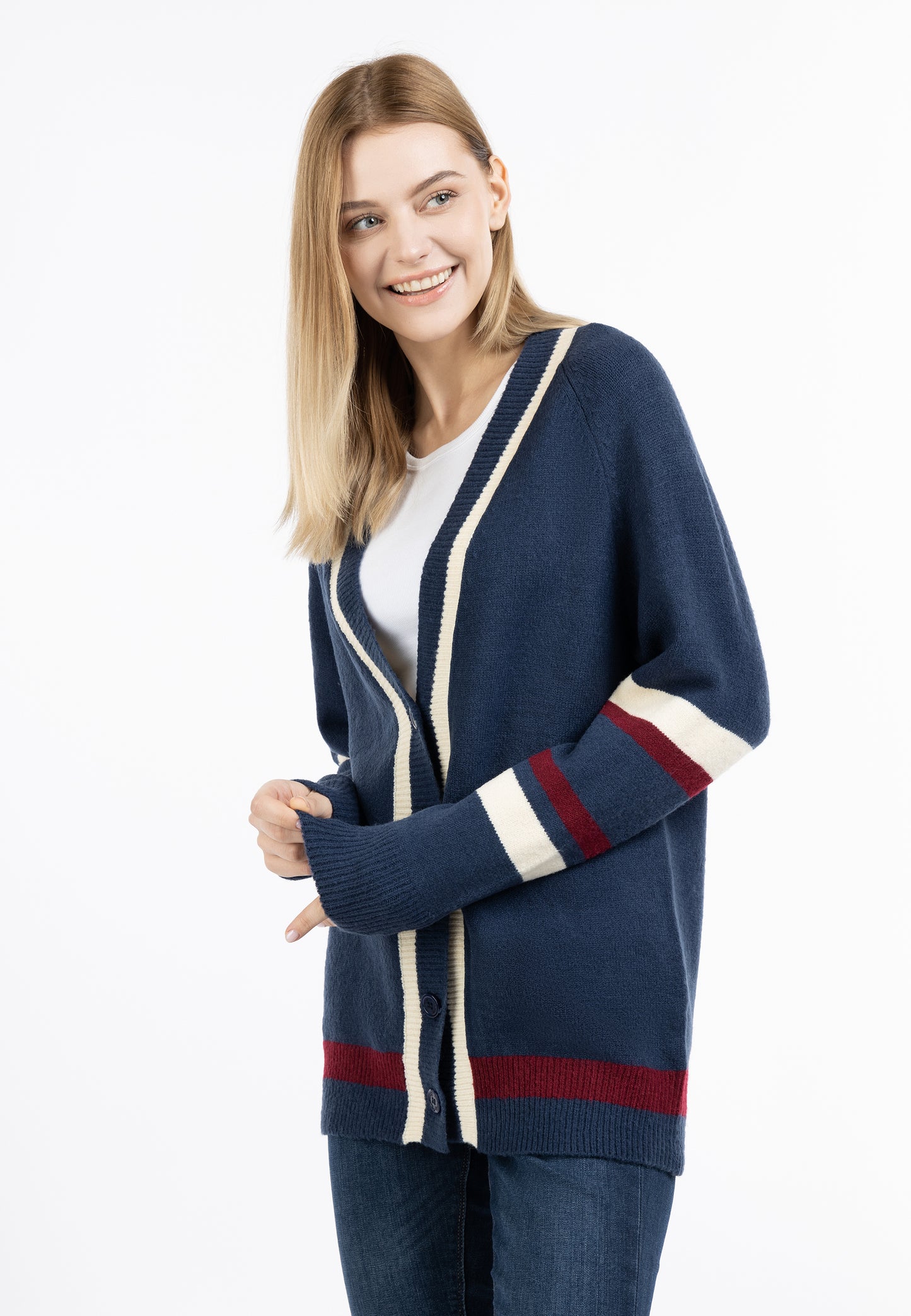 DreiMaster Maritim Damen Strickjacke mit Knopf