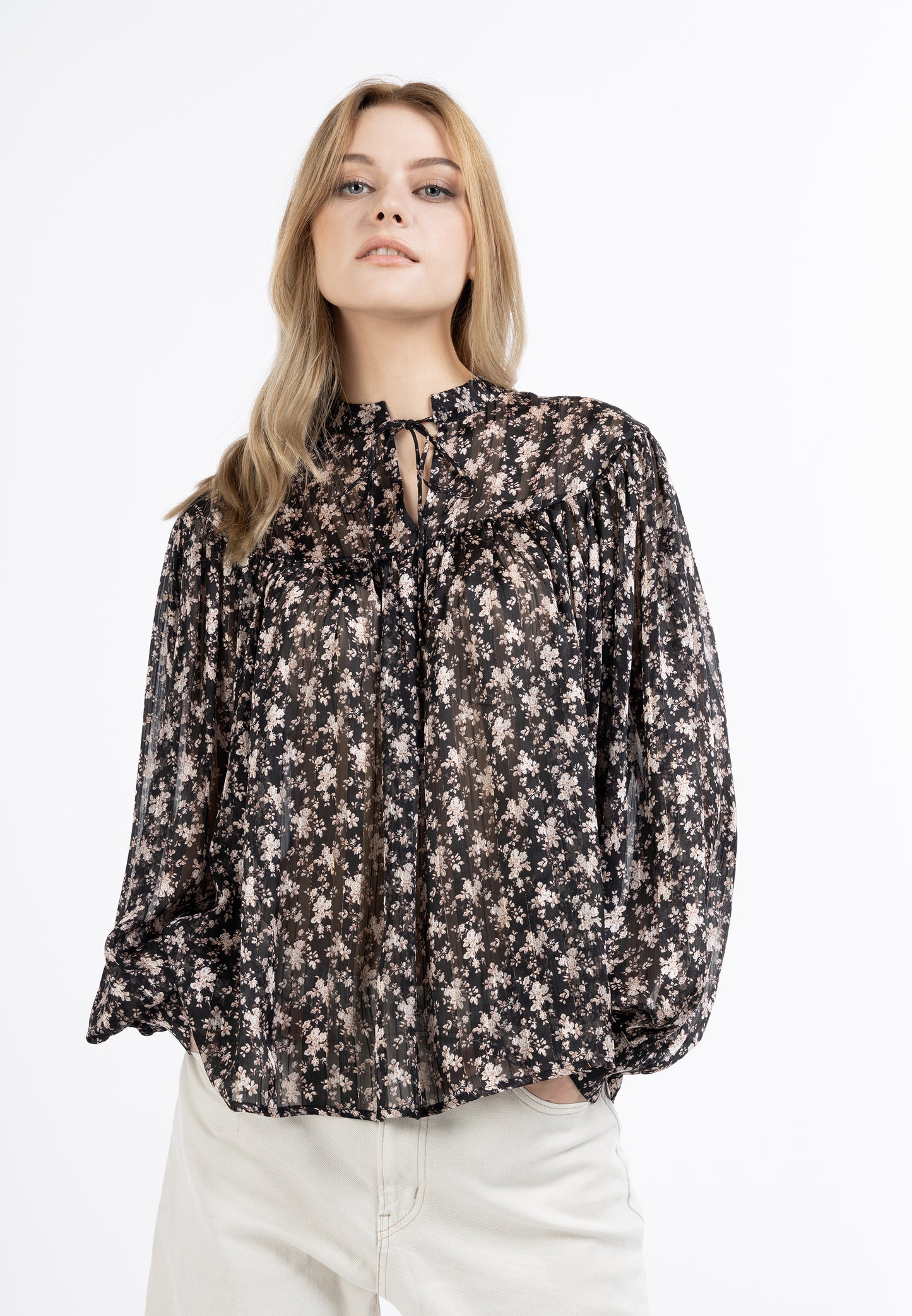 DreiMaster Vintage Damen Bluse mit langen Ärmeln
