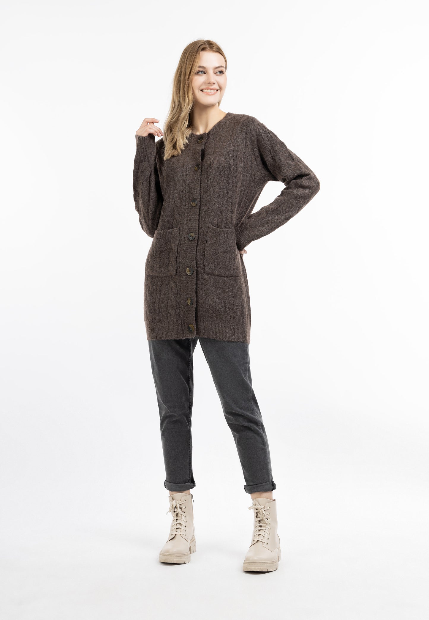 DreiMaster Vintage Damen Strickjacke mit Knopf