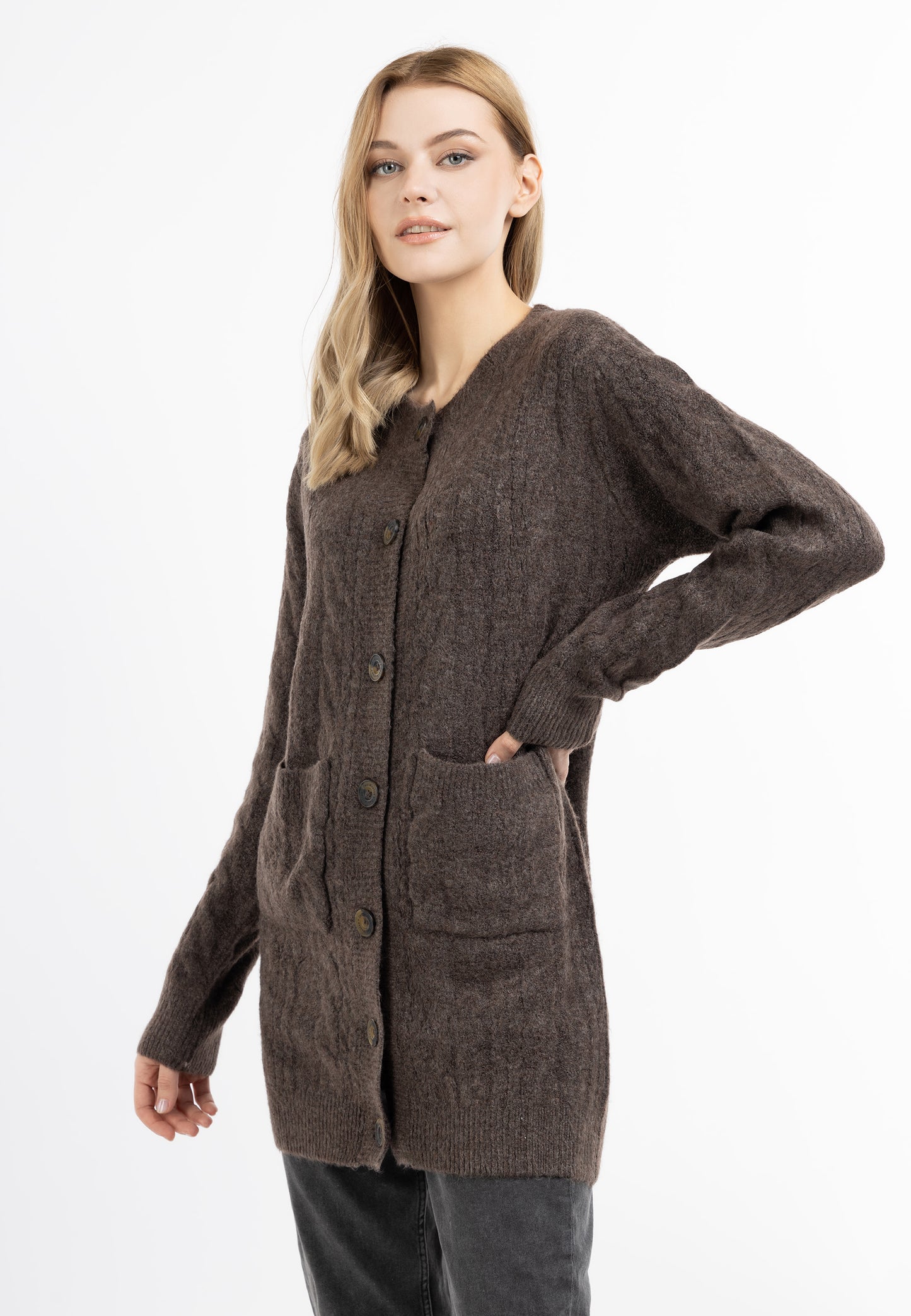 DreiMaster Vintage Damen Strickjacke mit Knopf