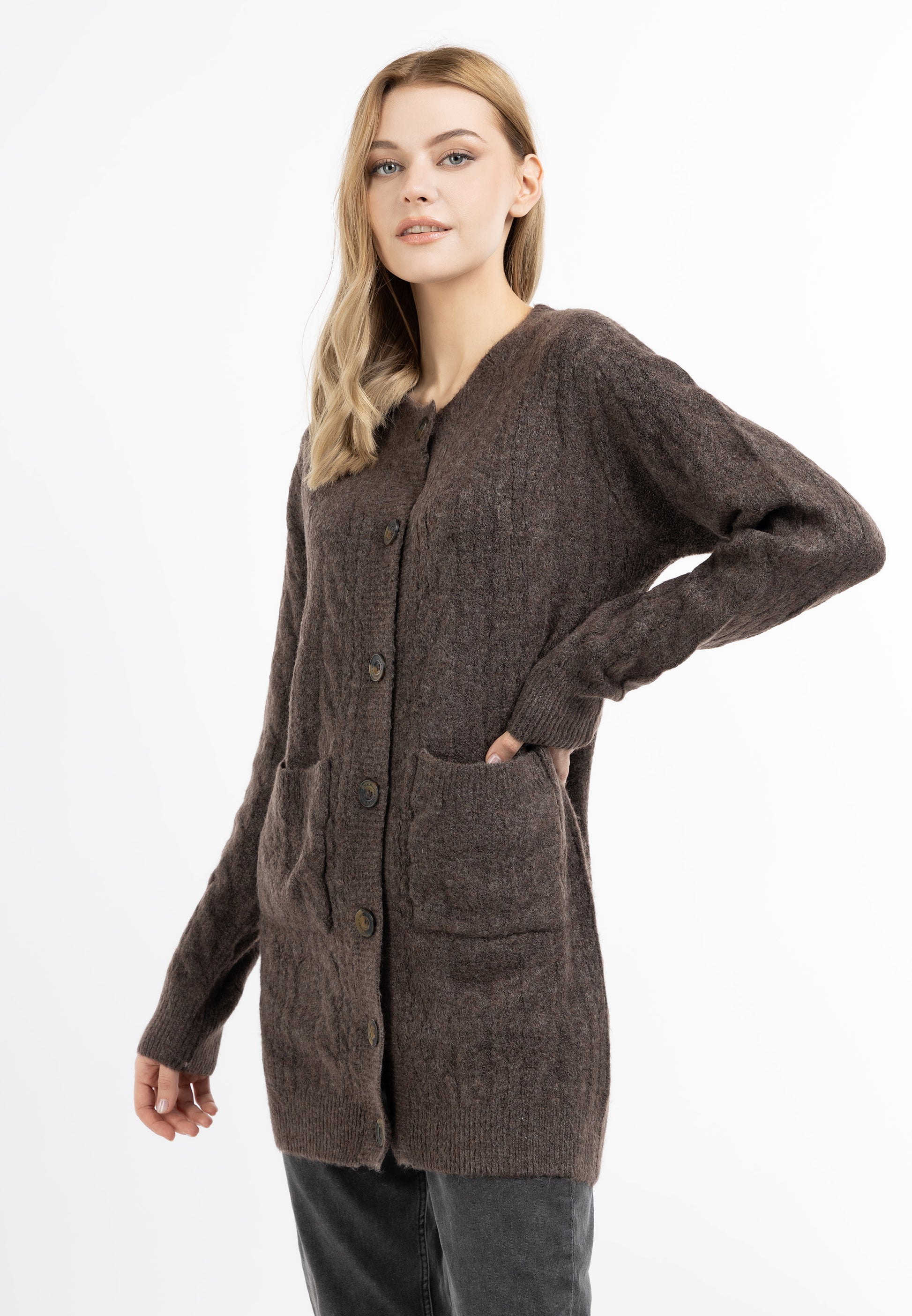 DreiMaster Vintage Damen Strickjacke mit Knopf
