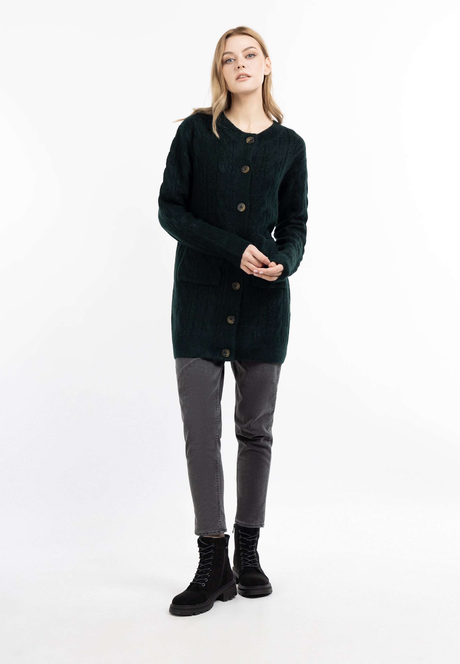 DreiMaster Vintage Damen Strickjacke mit Knopf