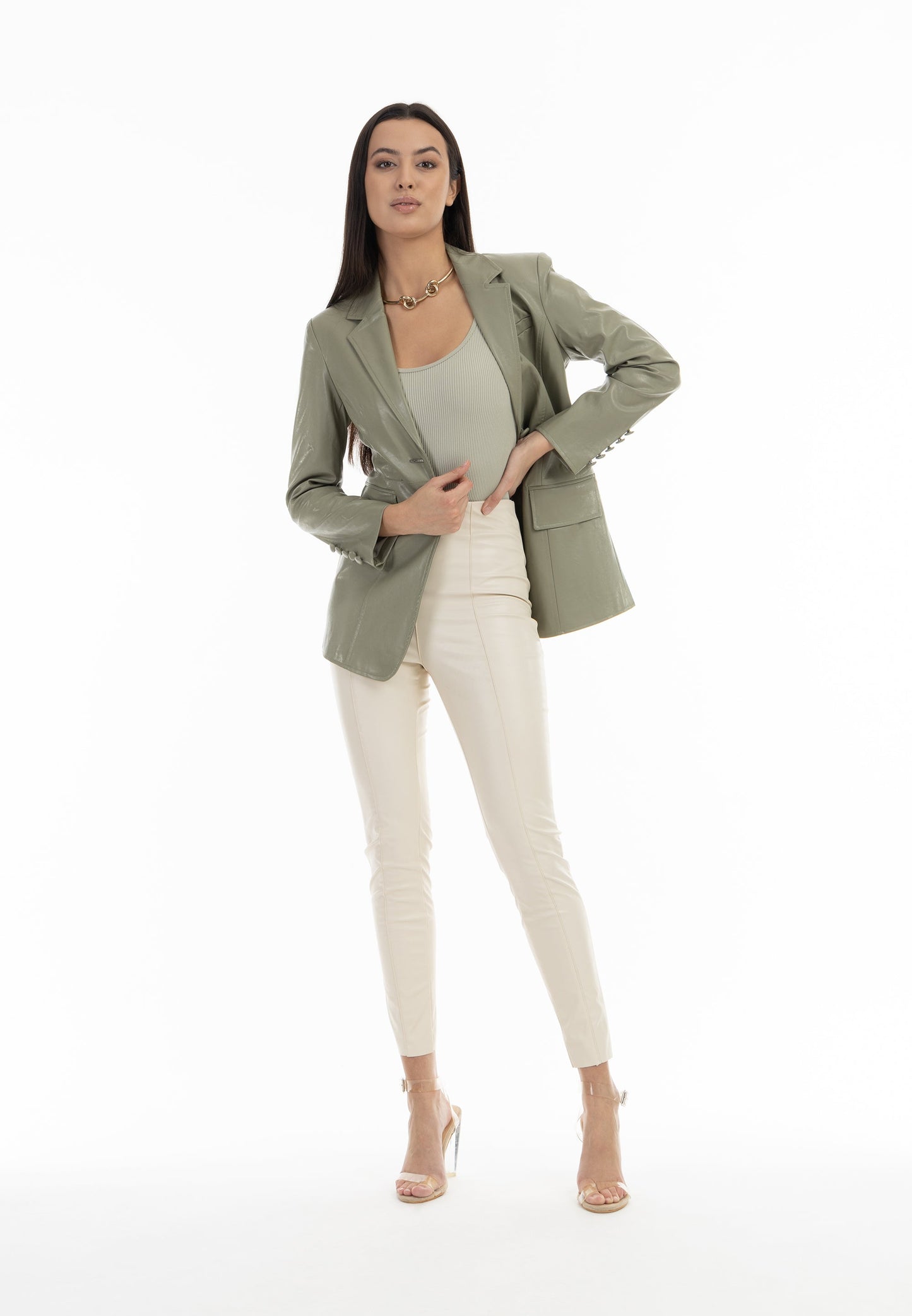 Faina Women's Faux Leather Blazer