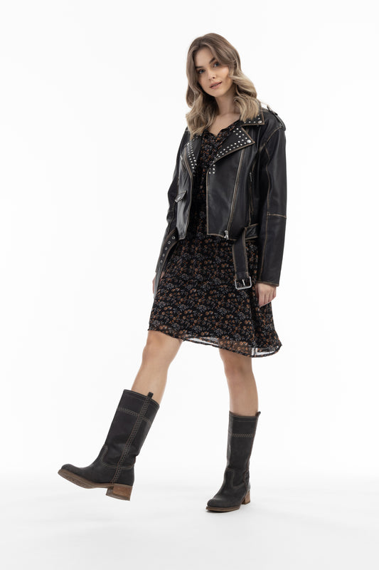 DreiMaster vintage damska skóra kurtka w stylu biker