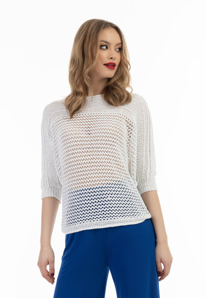 faina Damen Pullover aus weitmaschigem Strick