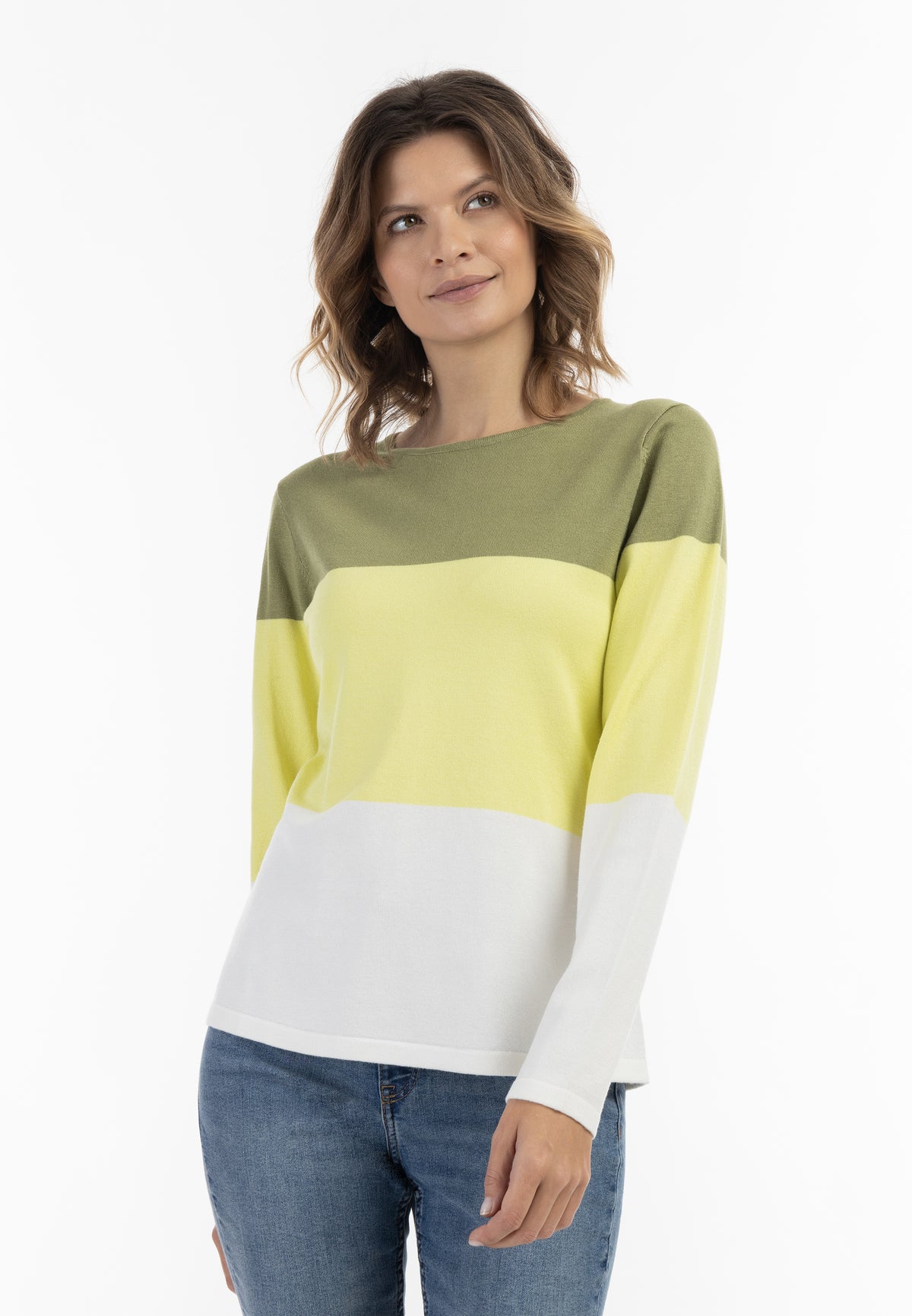 Mutha Women's Fine Knit Sweater With Block Stripes