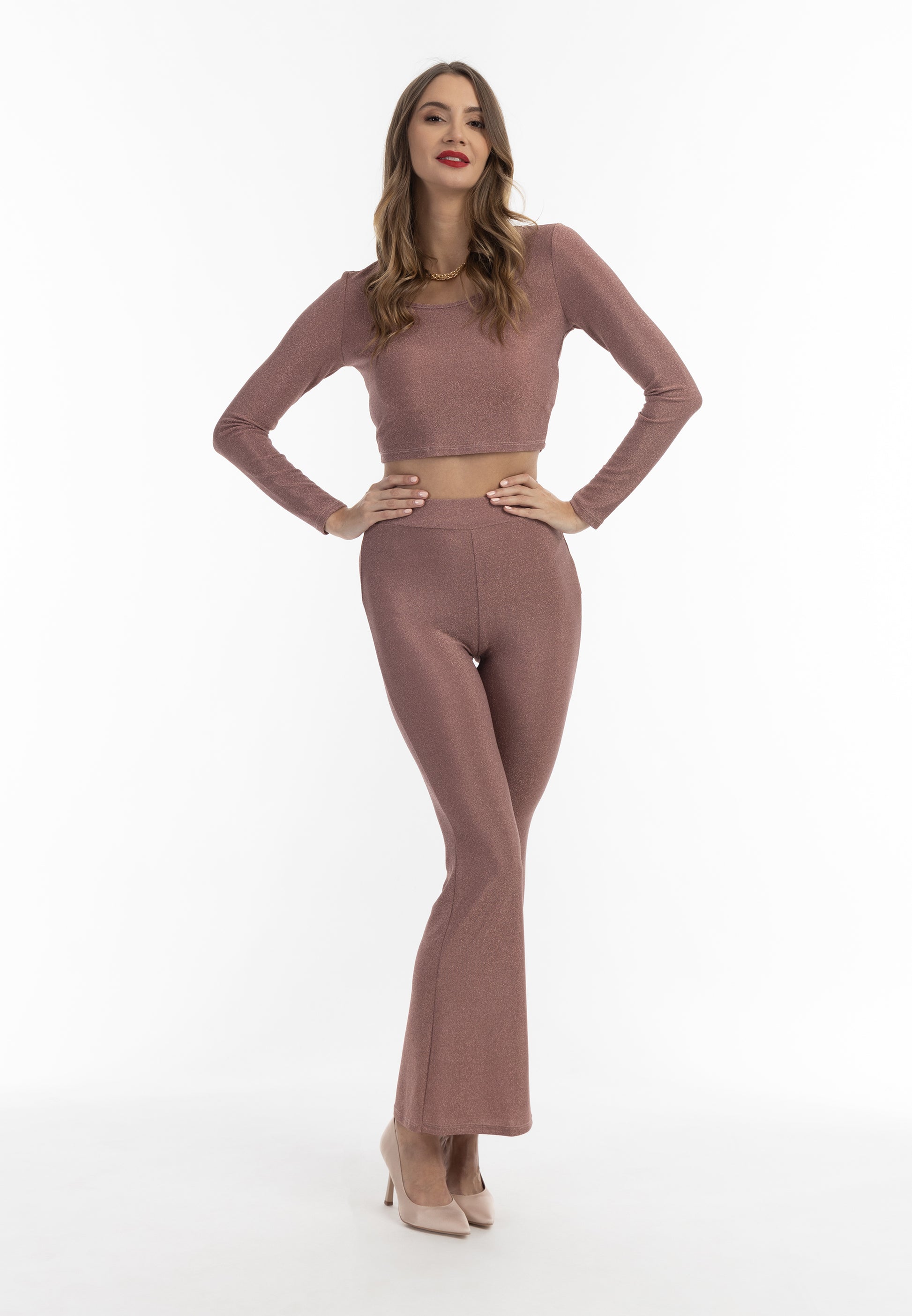 faina Damen-Jersey-Hose mit glänzendem Garn