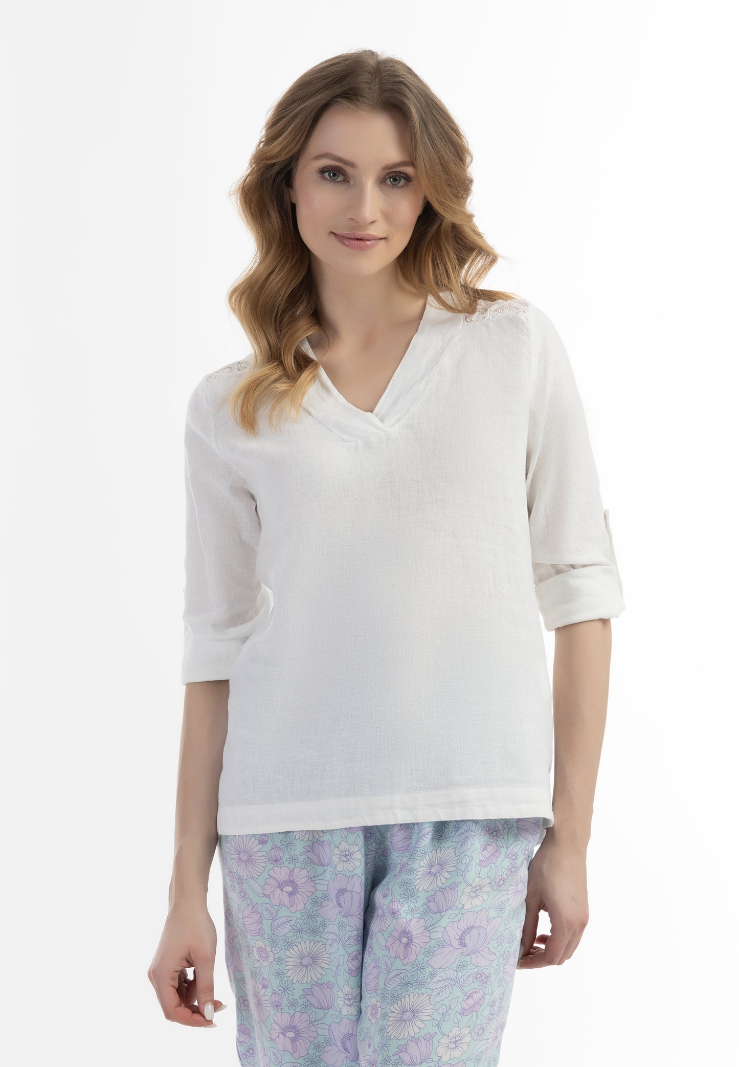 Jeona Women's Blouse Shirt With Lace