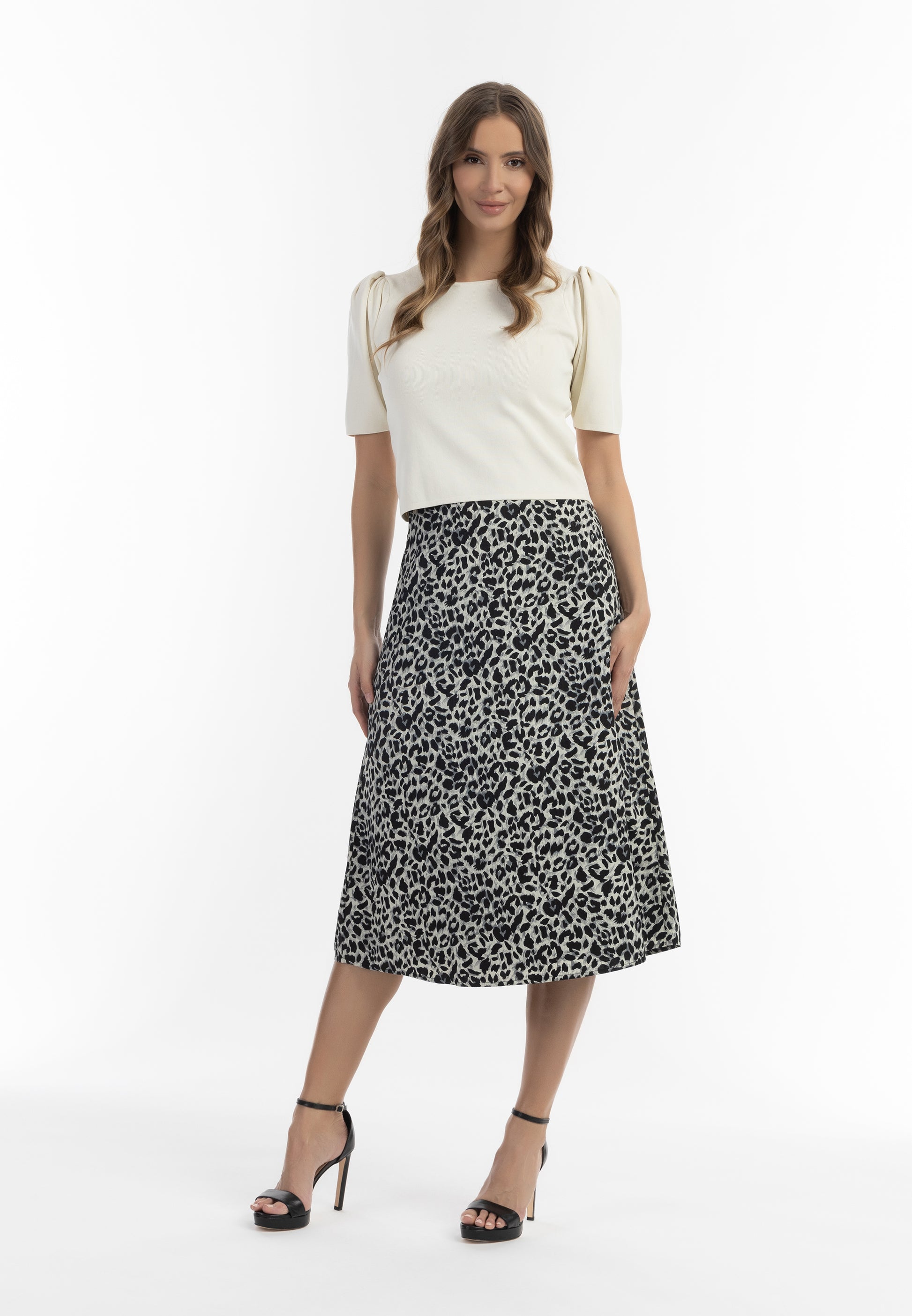 faina Women's Midi Skirt Withpard Print