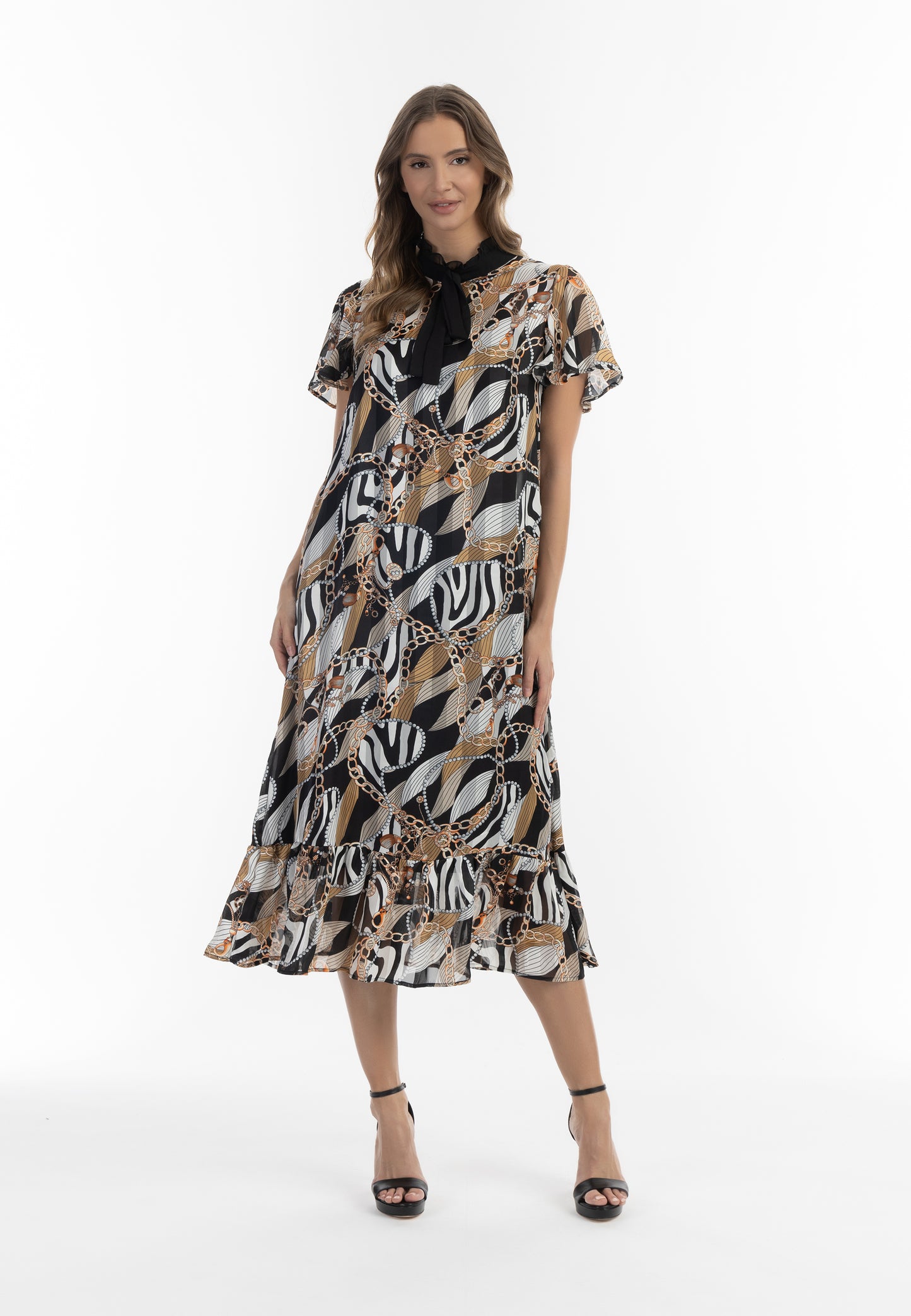 faina Damen Midikleid mit All-Over-Print