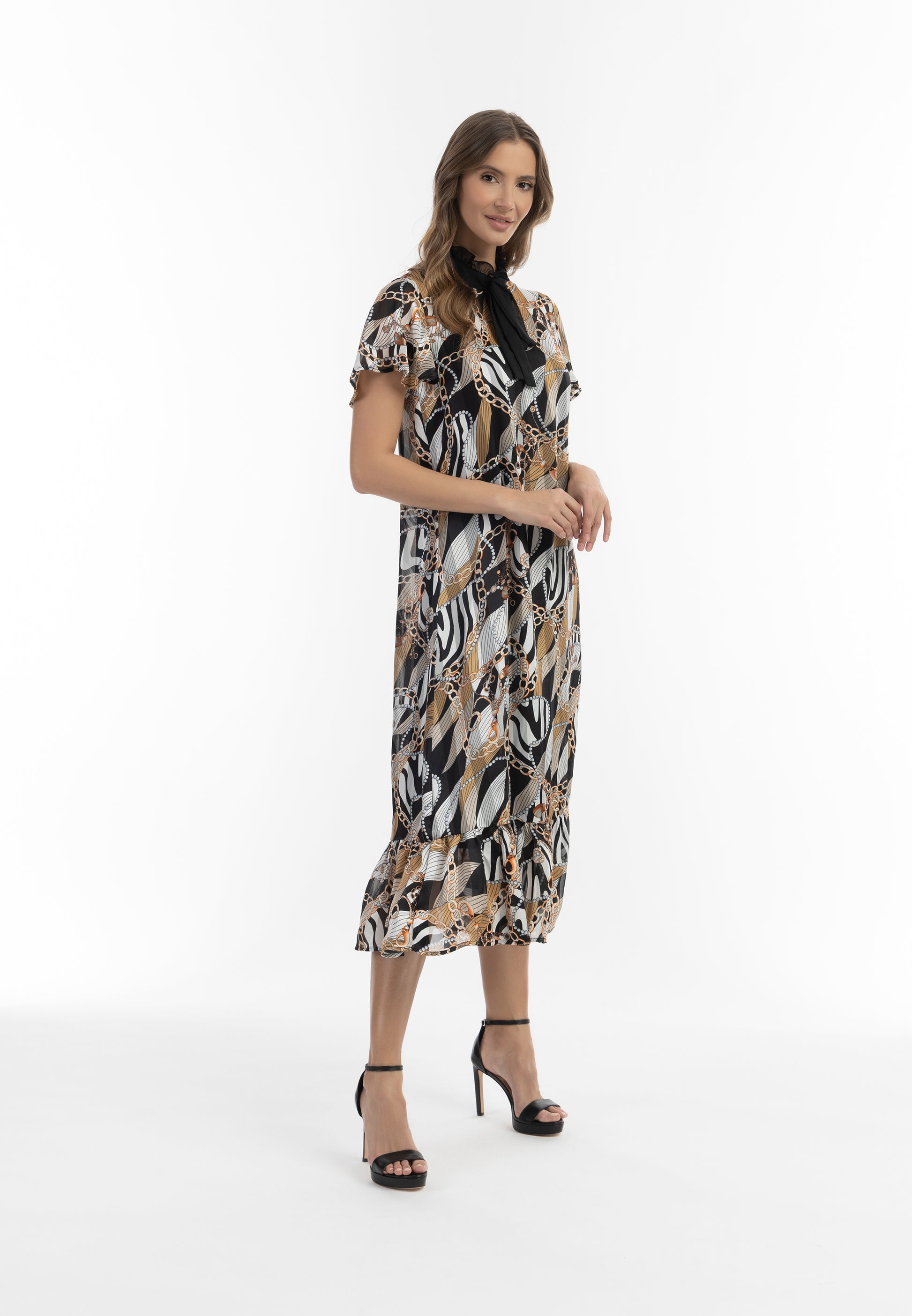 faina Damen Midikleid mit All-Over-Print