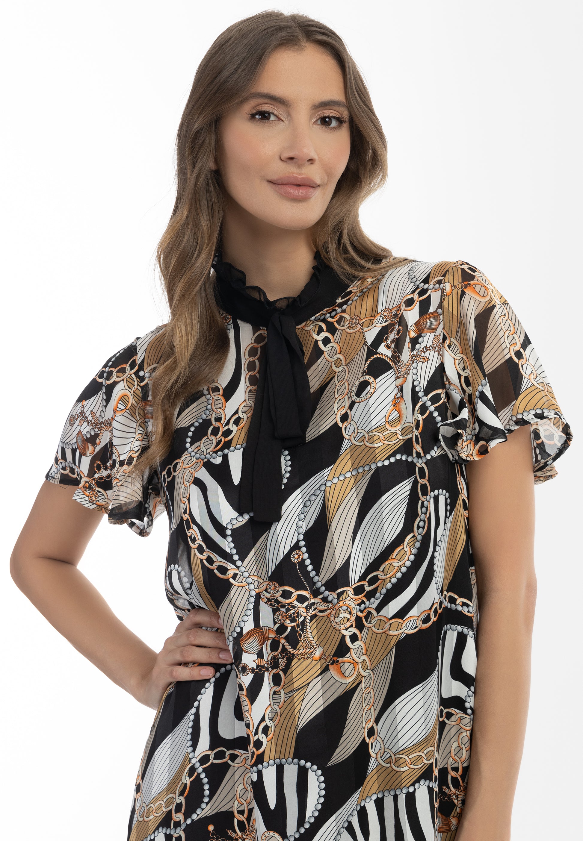 faina Damen Midikleid mit All-Over-Print