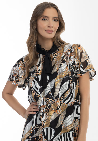 faina Damen Midikleid mit All-Over-Print