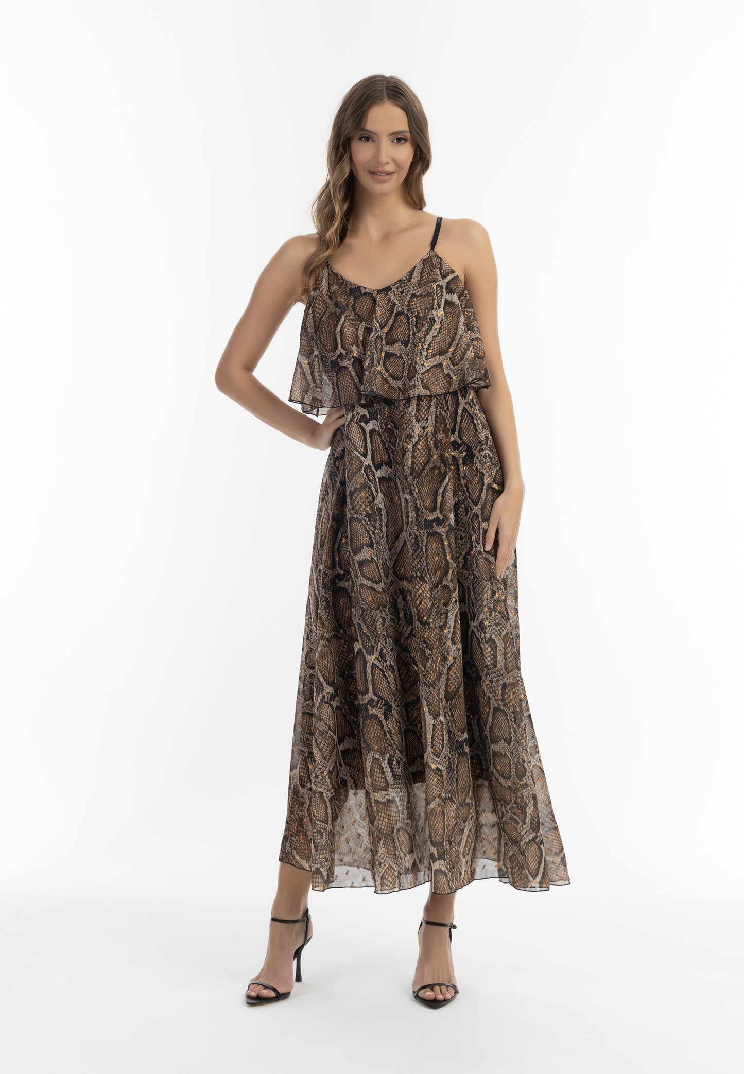 faina Damen Maxikleid mit Schlangenmuster