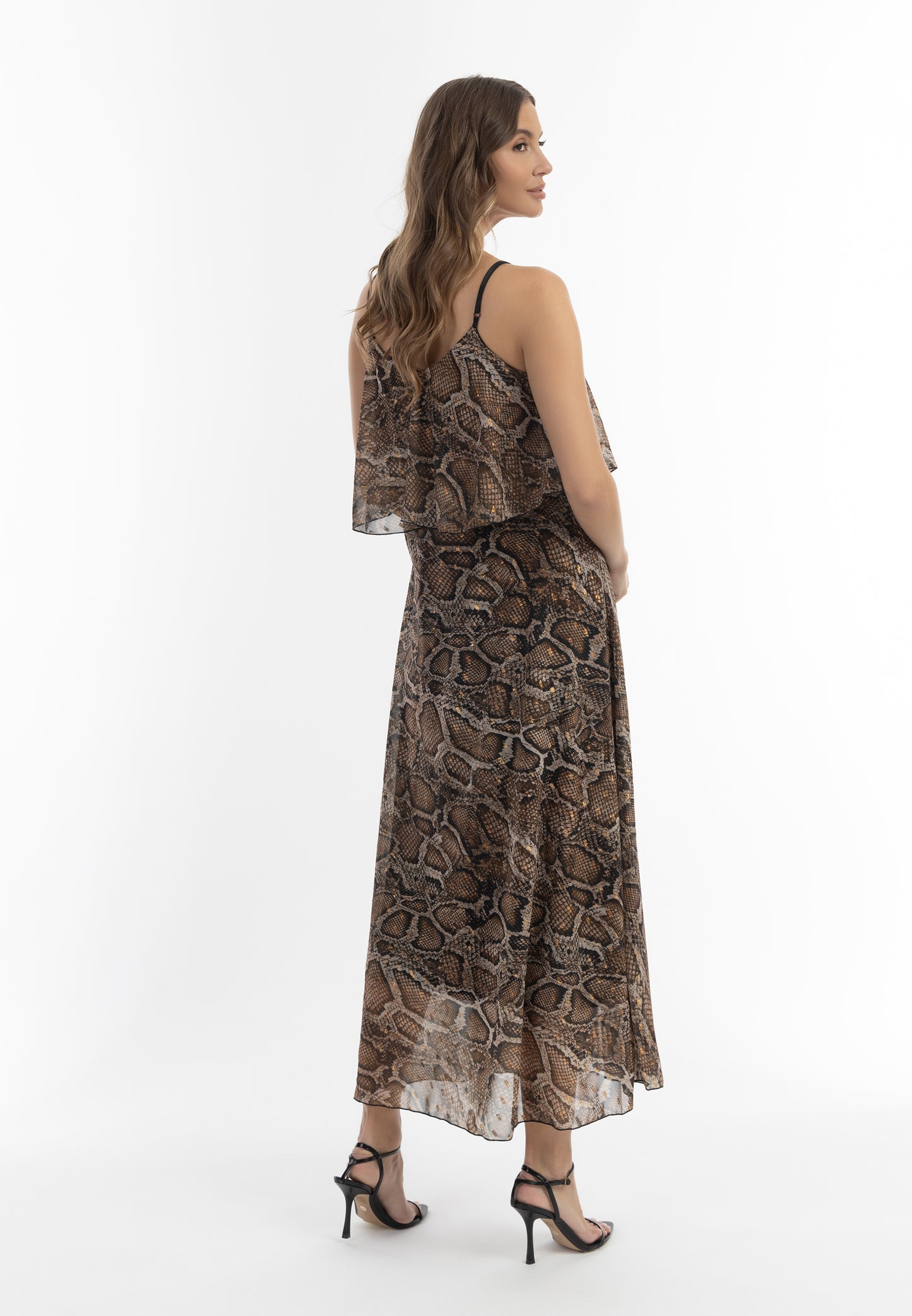 faina Damen Maxikleid mit Schlangenmuster