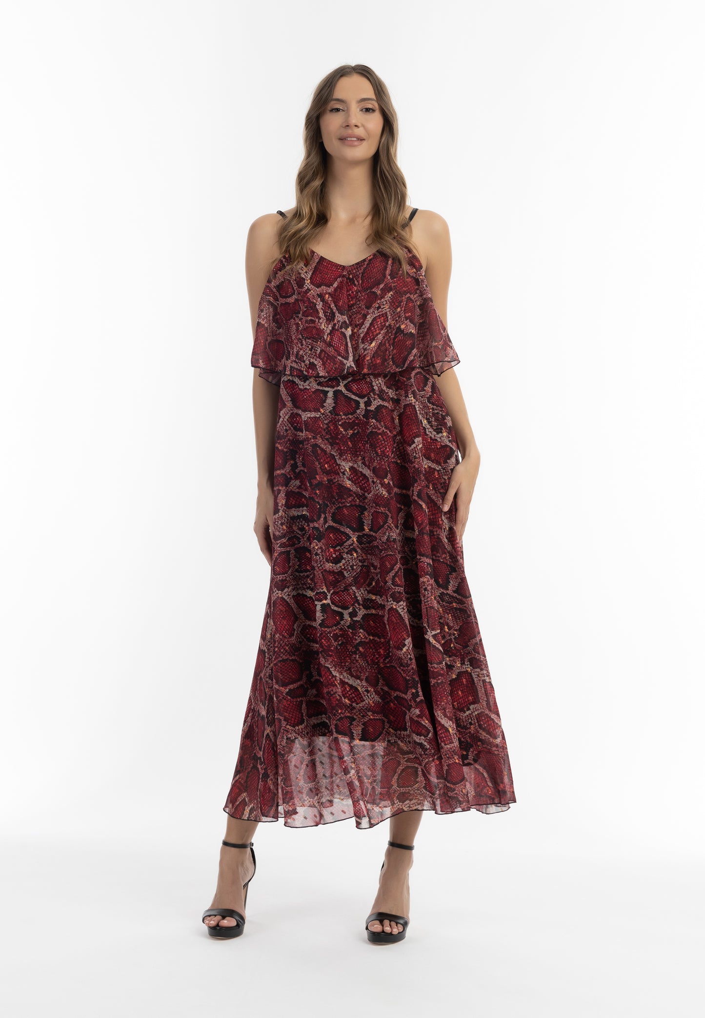 faina Damen Maxikleid mit Schlangenmuster