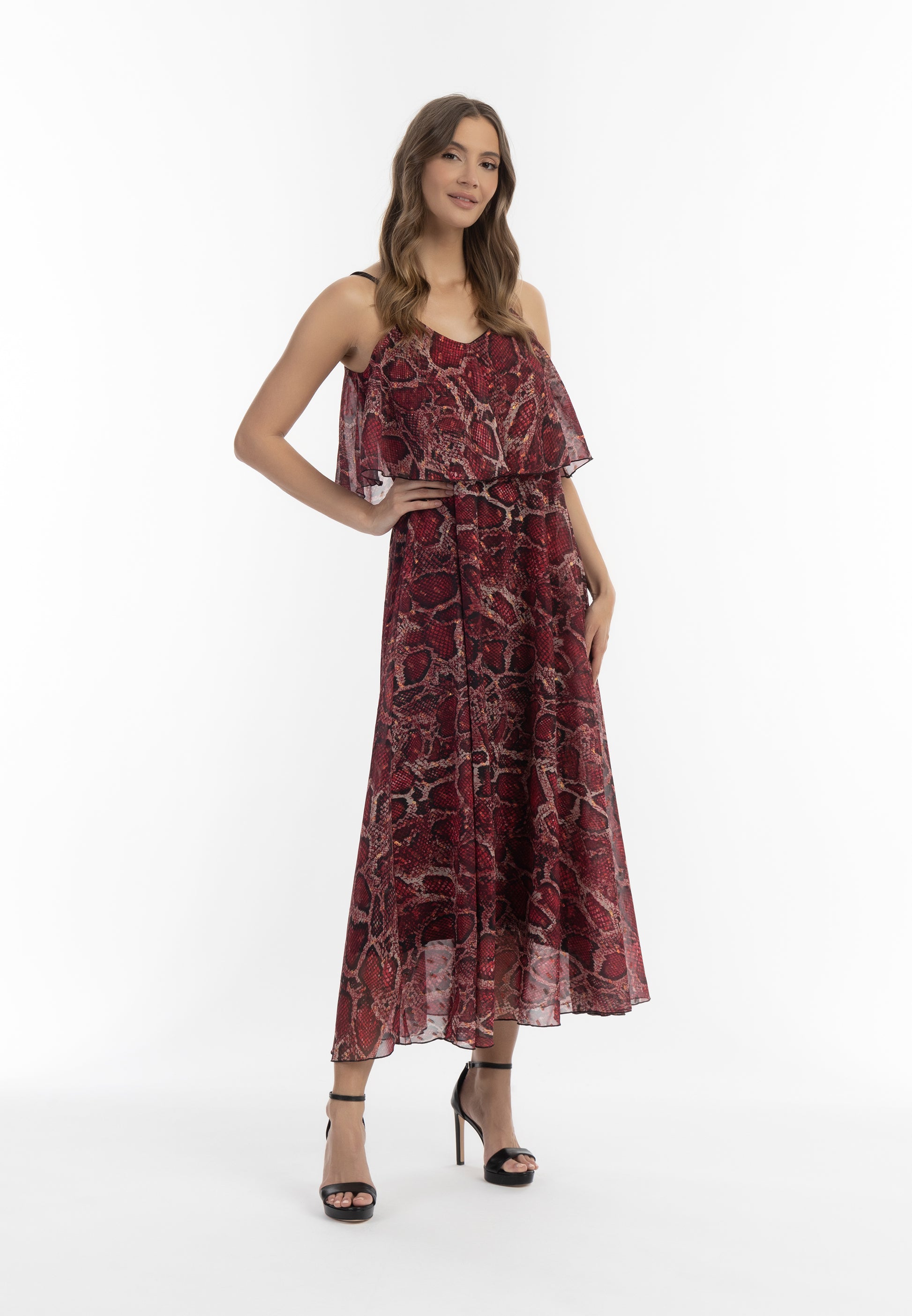 faina Damen Maxikleid mit Schlangenmuster