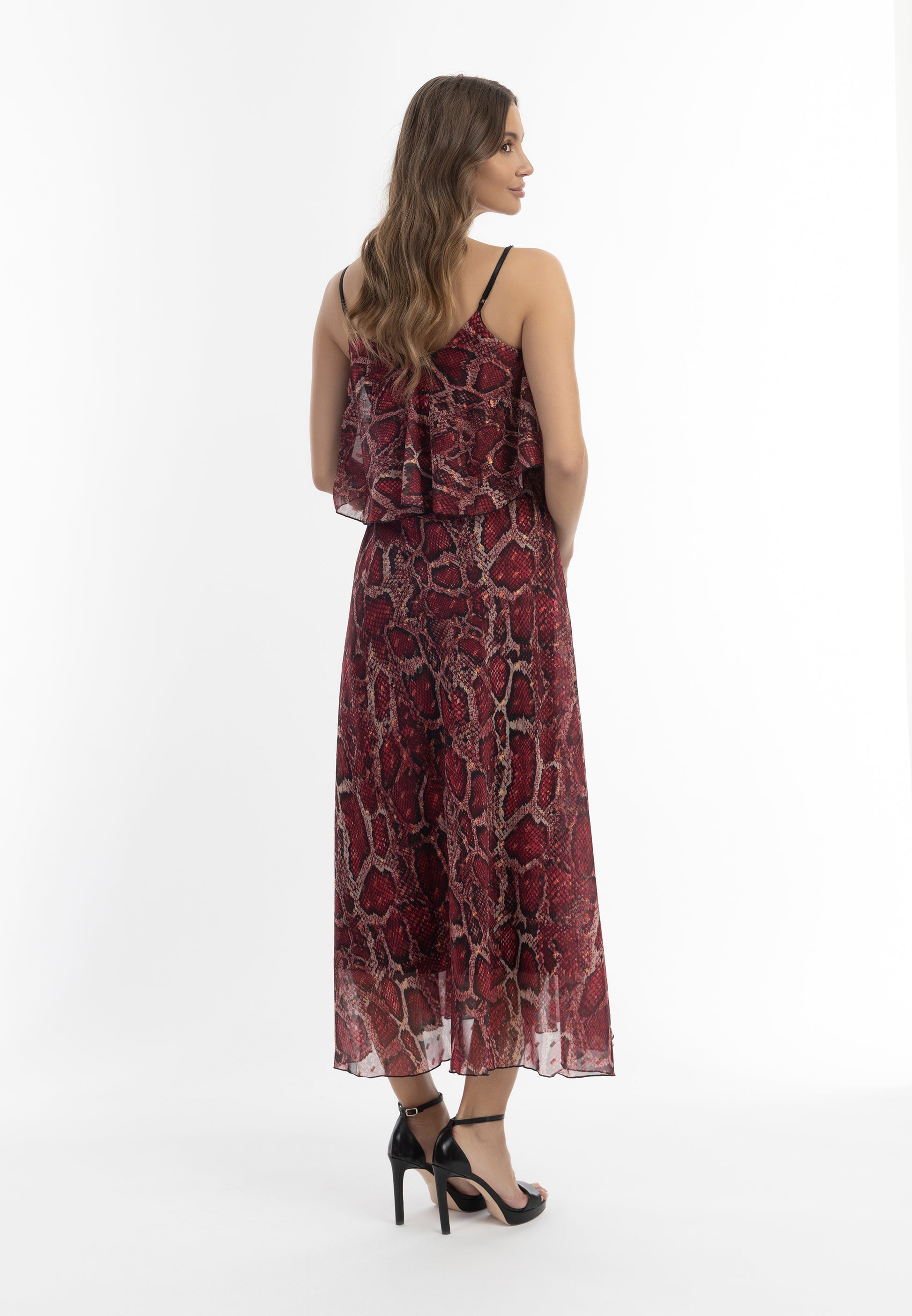 faina Damen Maxikleid mit Schlangenmuster