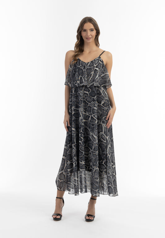 faina Damen Maxikleid mit Schlangenmuster