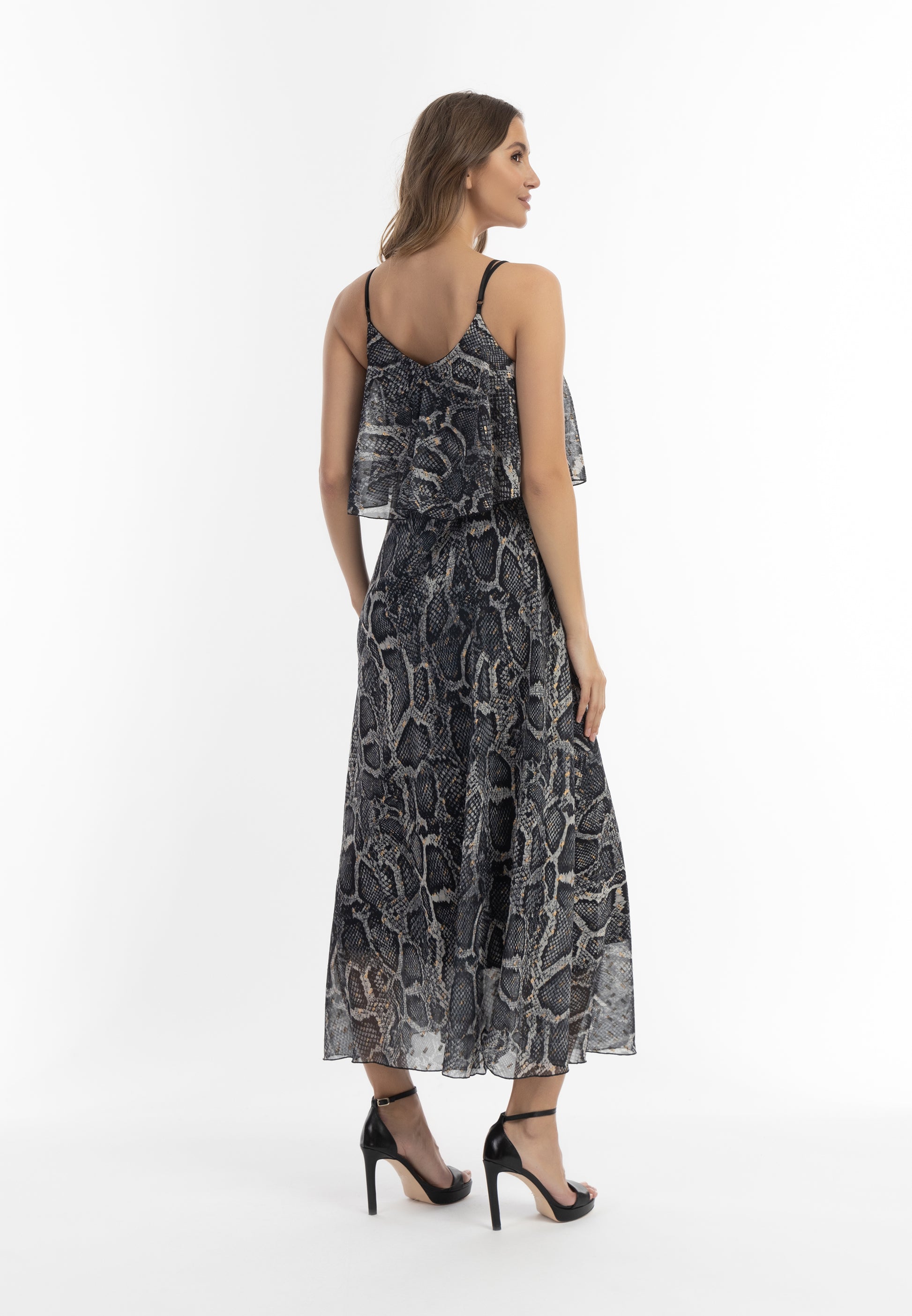 faina Damen Maxikleid mit Schlangenmuster