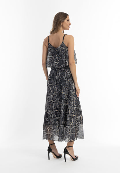 faina Damen Maxikleid mit Schlangenmuster