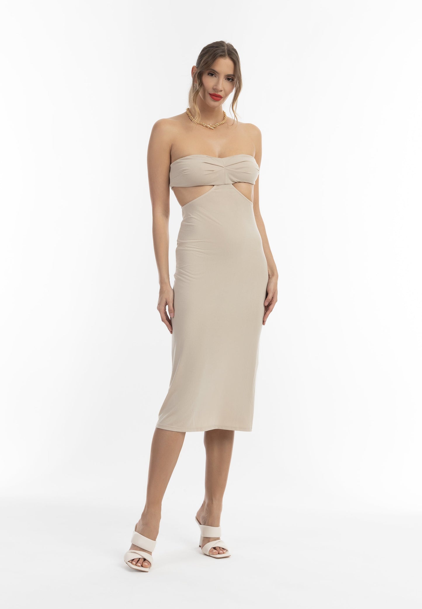 Faina Women's Midi Dress With Cut-Outs