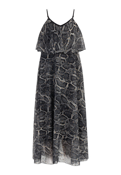 faina Damen Maxikleid mit Schlangenmuster