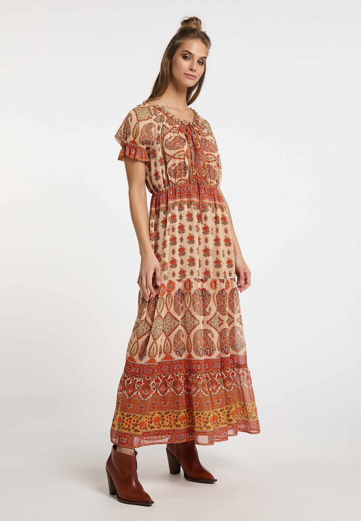 Merro Women's Maxi Dress With All Over Print
