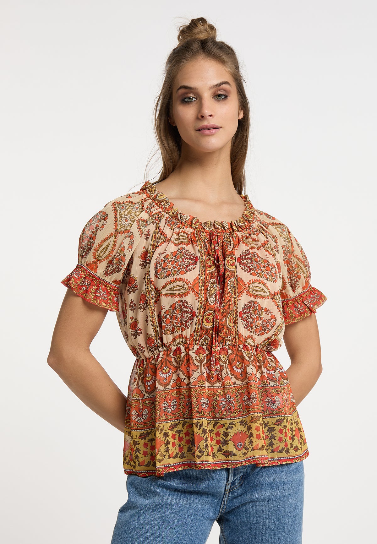 Hypate Women's Blouse with Ruffled Sleeves