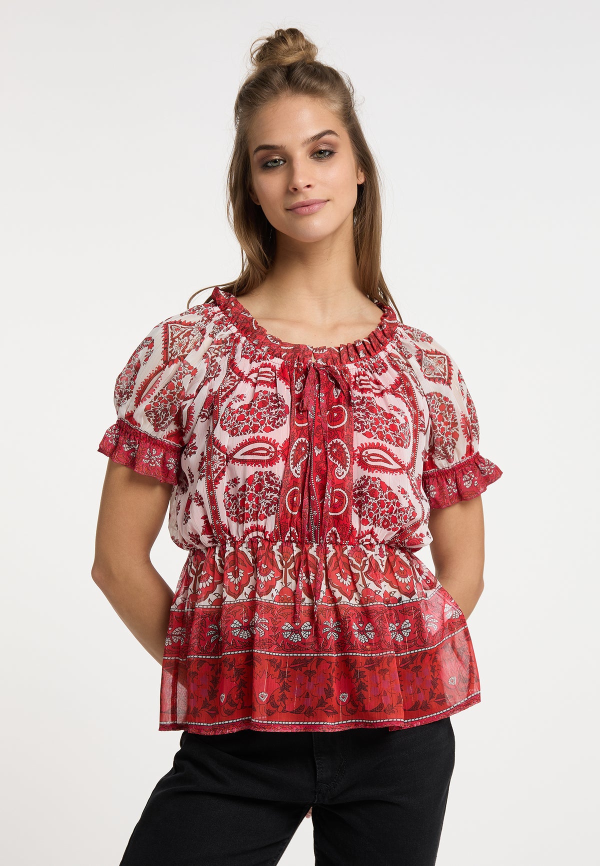 Hypate Women's Blouse with Ruffled Sleeves