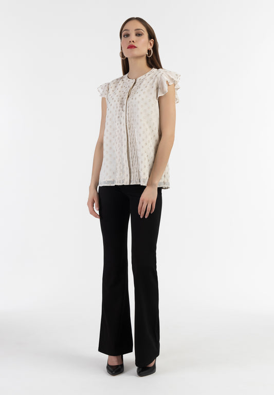 Faina Women's Blouse Shirt With Ruffled Sleeves