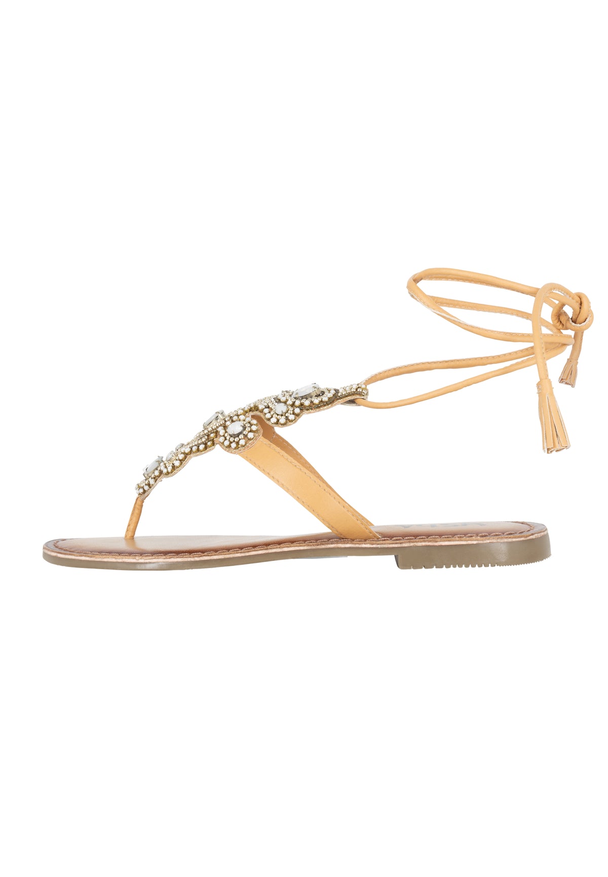 Esha Women's Roman Sandal With Stone Trimmings