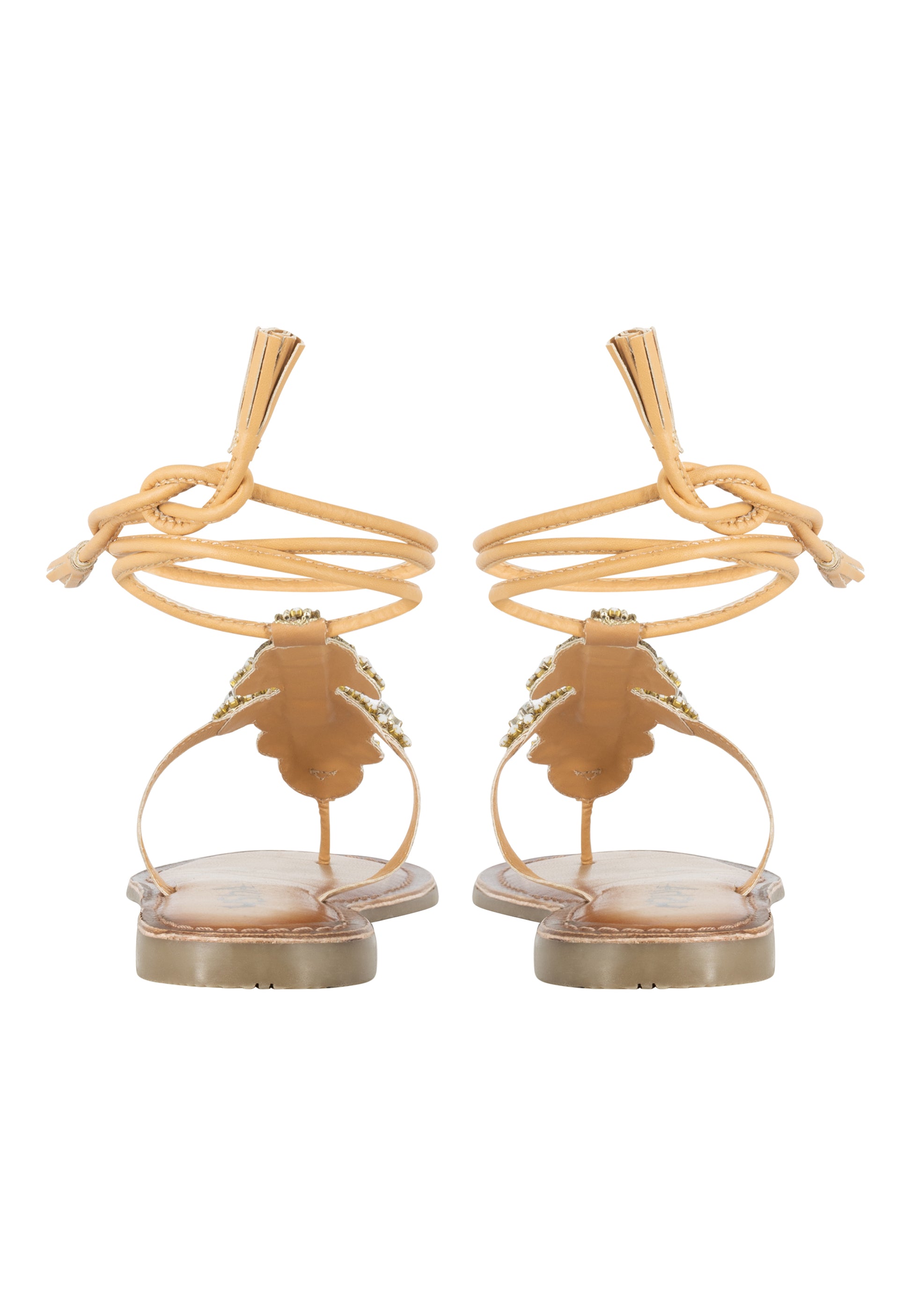 Hypate Women's Roman Sandal With Stone Trimmings