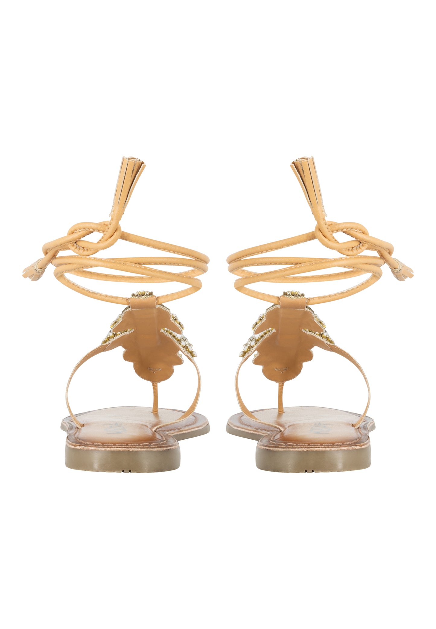 Virita Women's Roman Sandal With Stone Trimmings