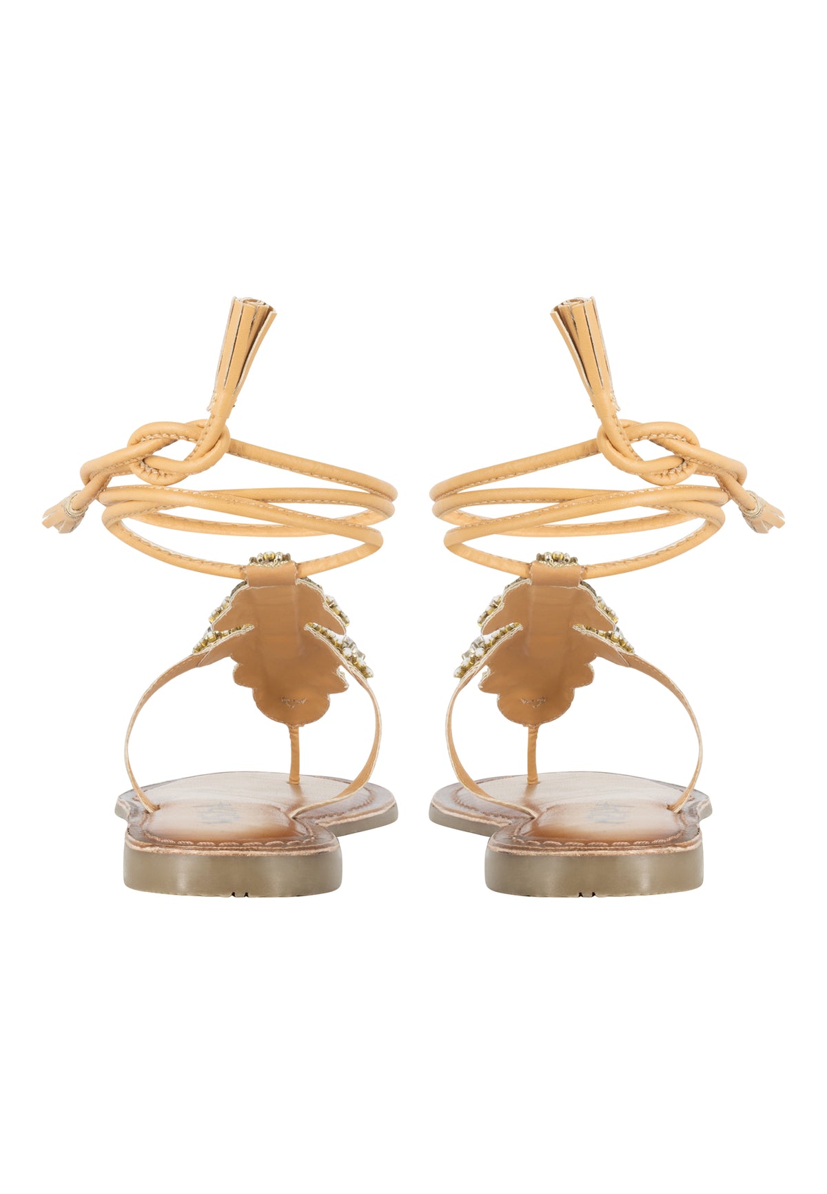 Basuto Women's Roman Sandal With Stone Trimmings