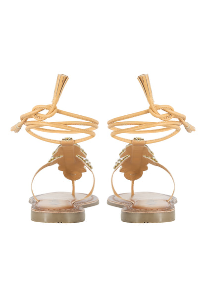 Basuto Women's Roman Sandal With Stone Trimmings