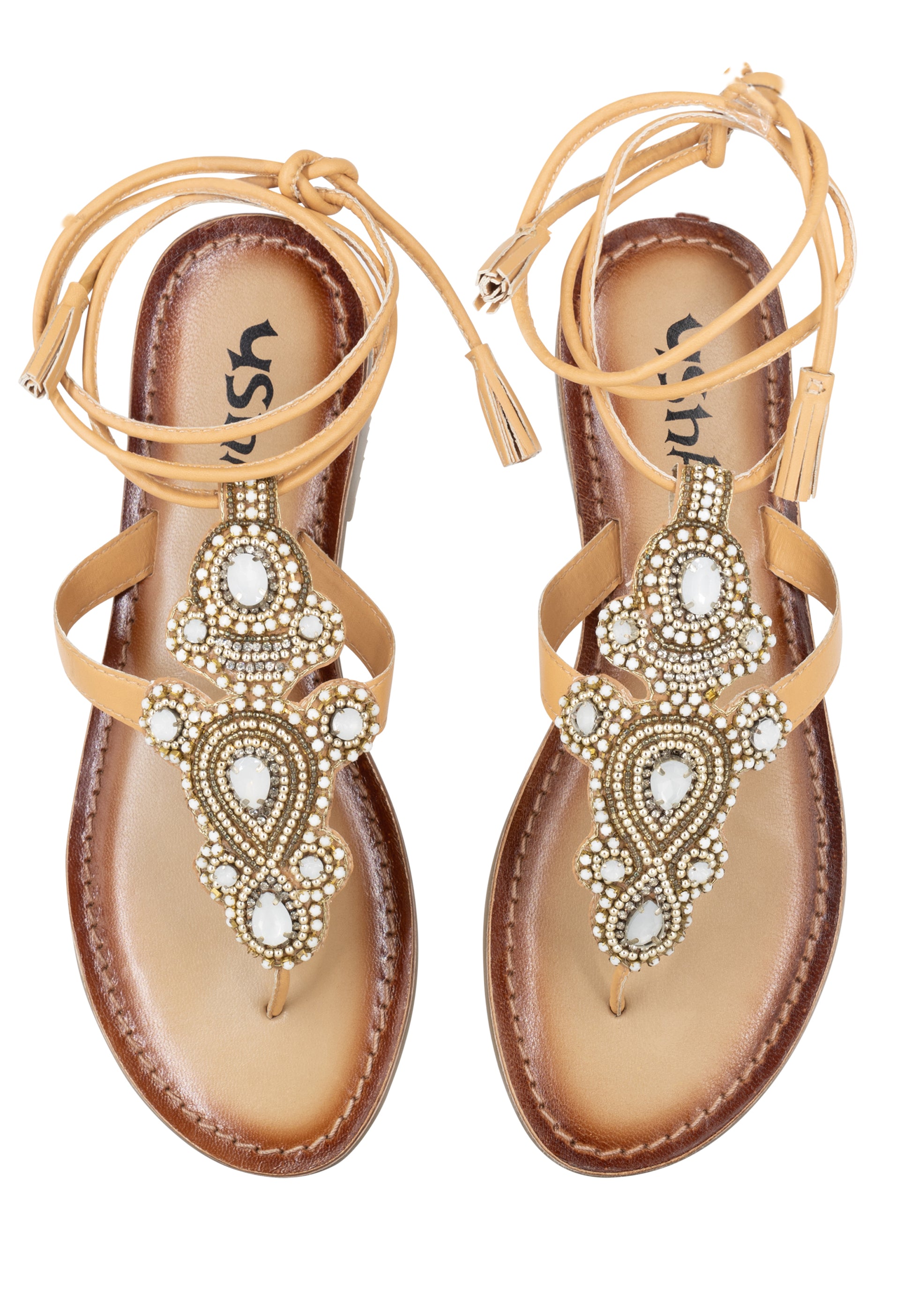 Imala Women's Roman Sandal With Stone Trimmings
