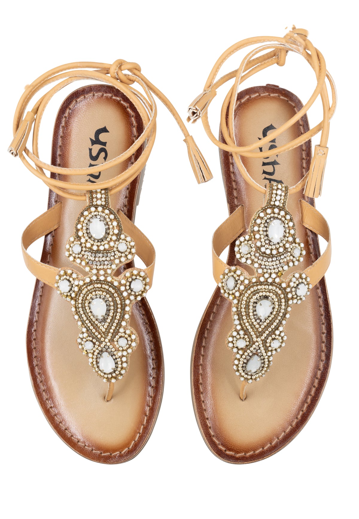 Basuto Women's Roman Sandal With Stone Trimmings
