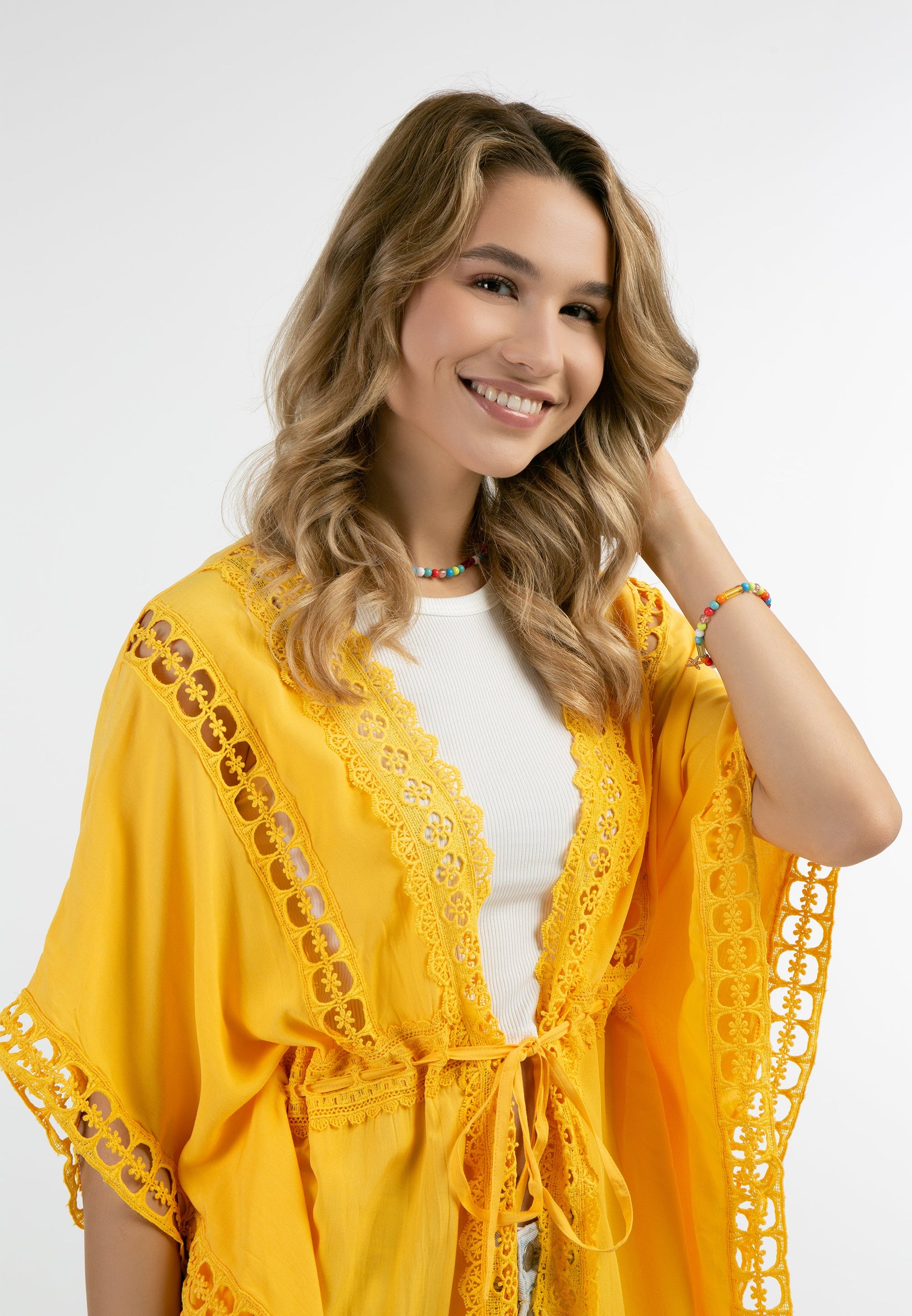 Izia Women's Kimono With Hole Lace