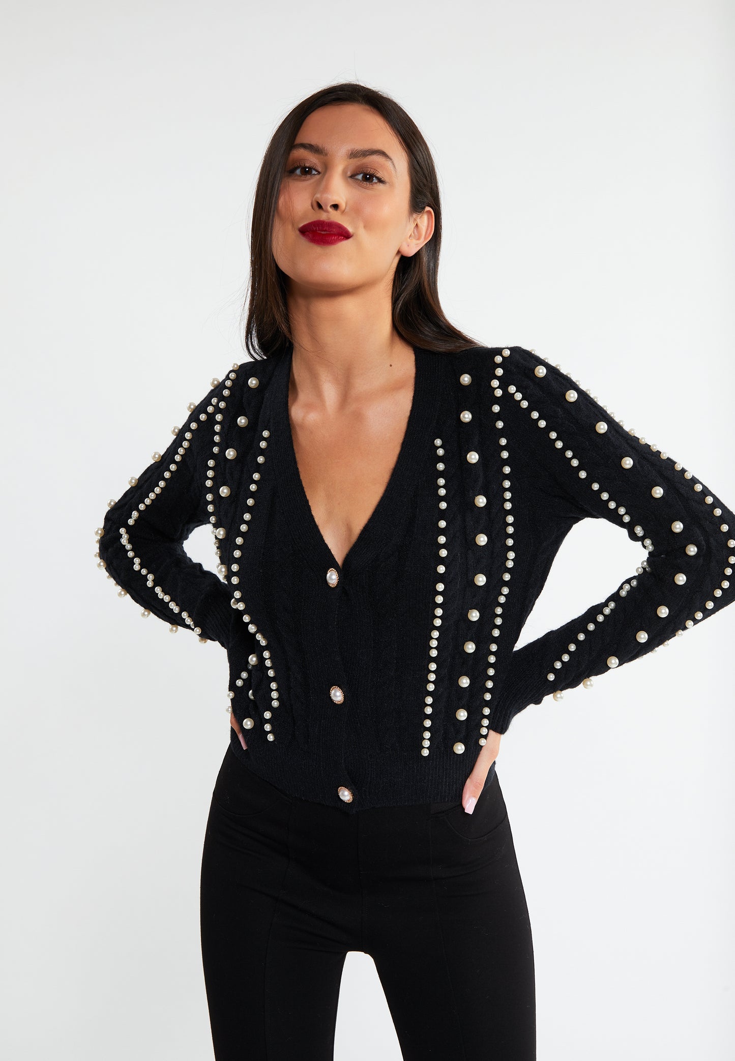 faina Strickjacke mit Perlen
