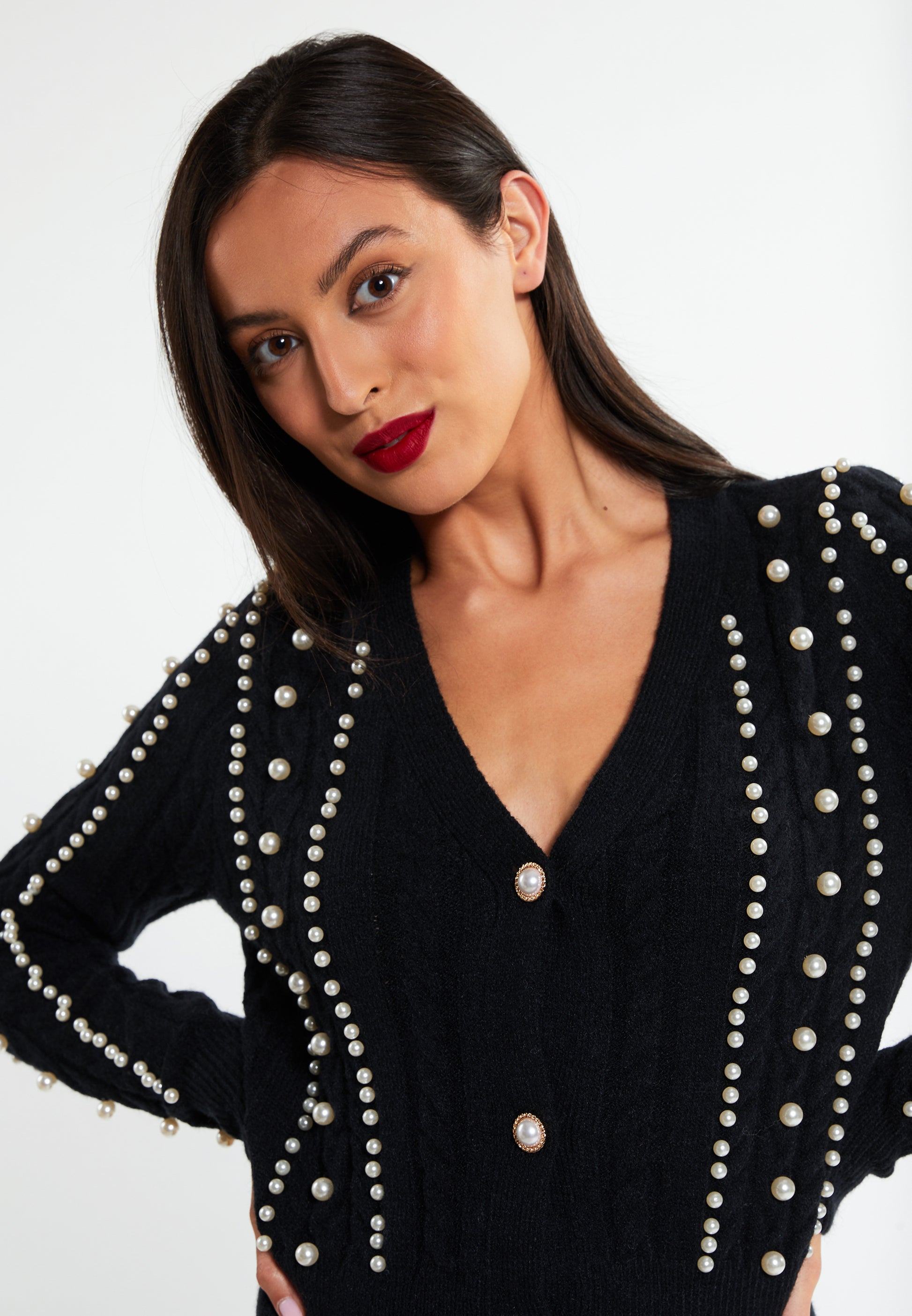 faina Strickjacke mit Perlen