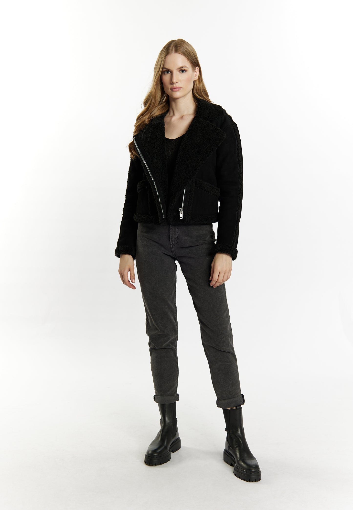 DreiMaster Vintage Damen Leder Biker Jacke