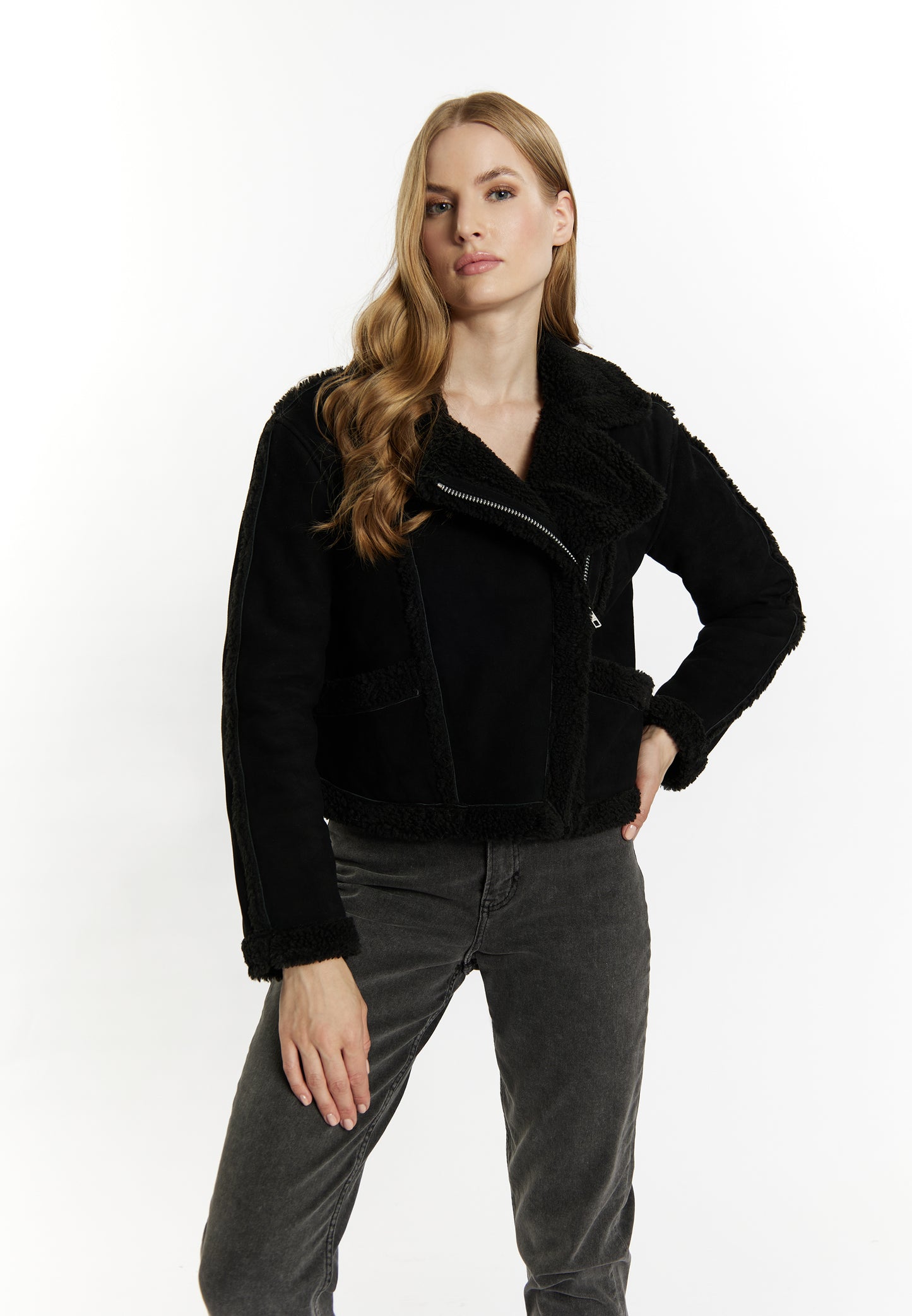 DreiMaster Vintage Damen Leder Biker Jacke