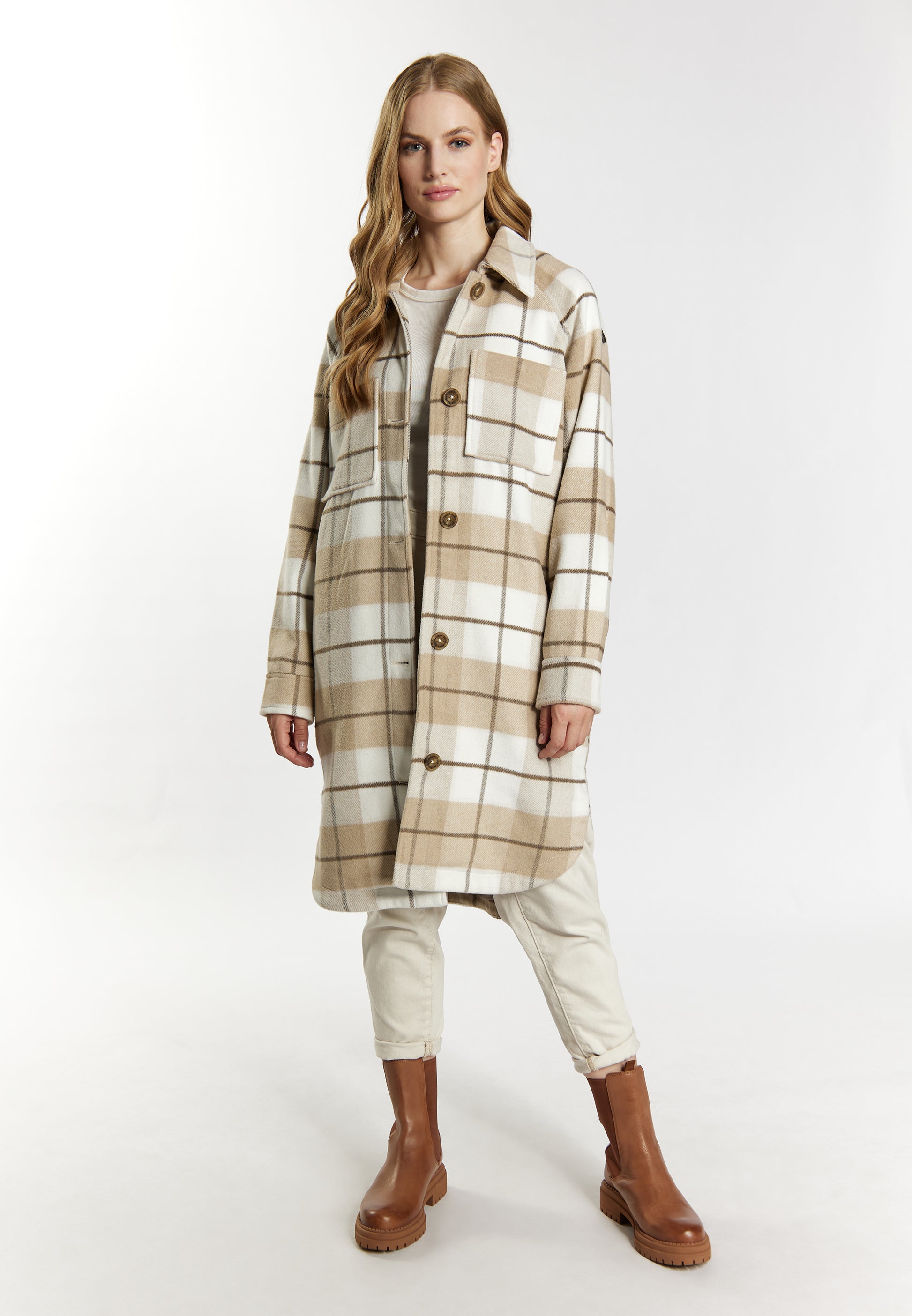 DreiMaster Vintage Damen Shirt Jacke mit Karomuster