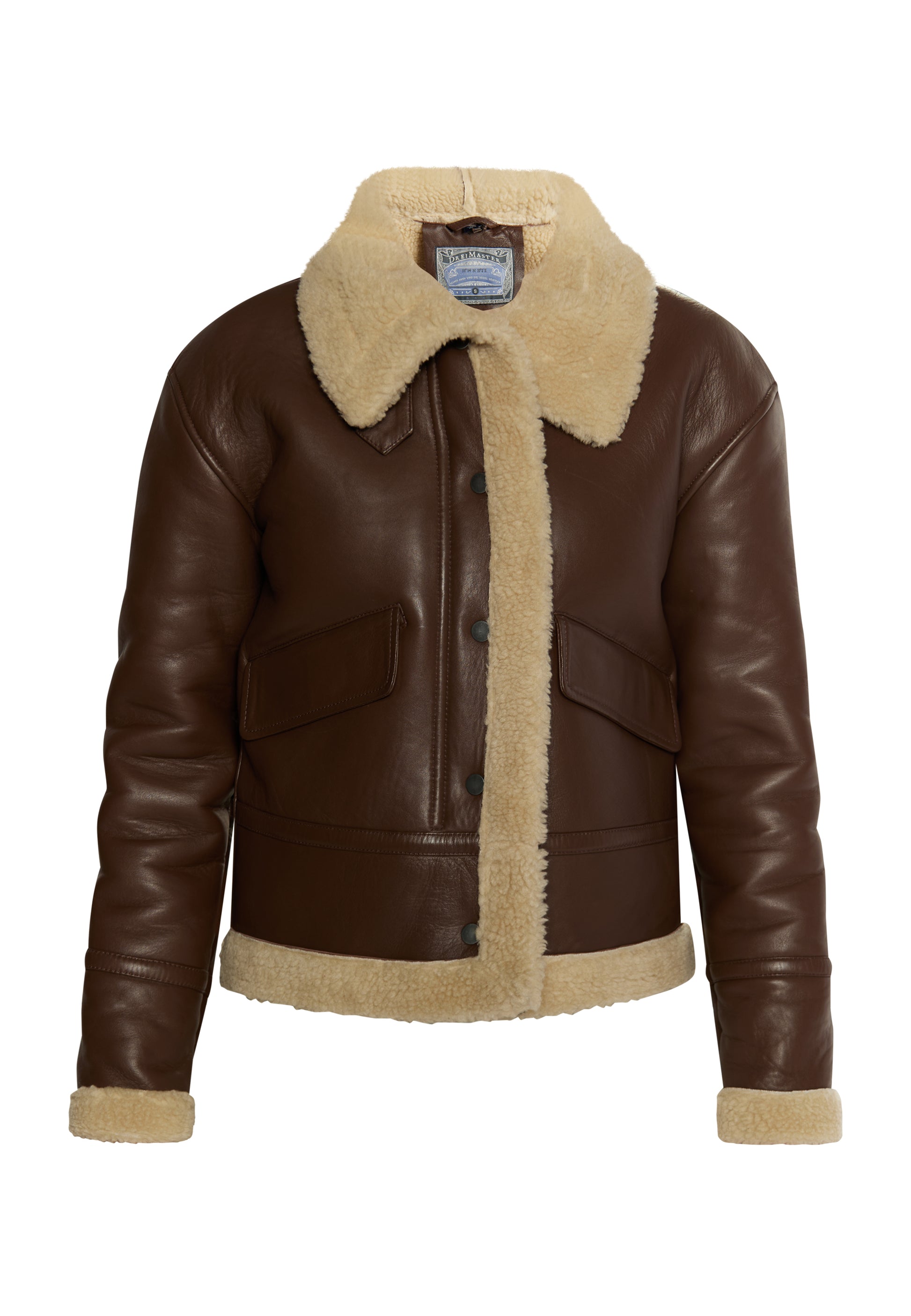 DreiMaster vintage damska skóra Shearling kurtka